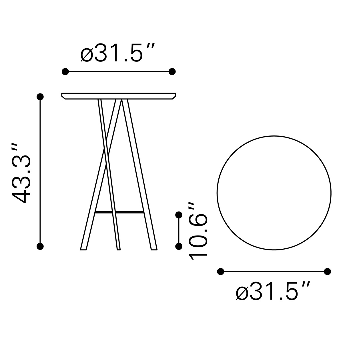 ZUO - Metz Bar Table in Gray/Black