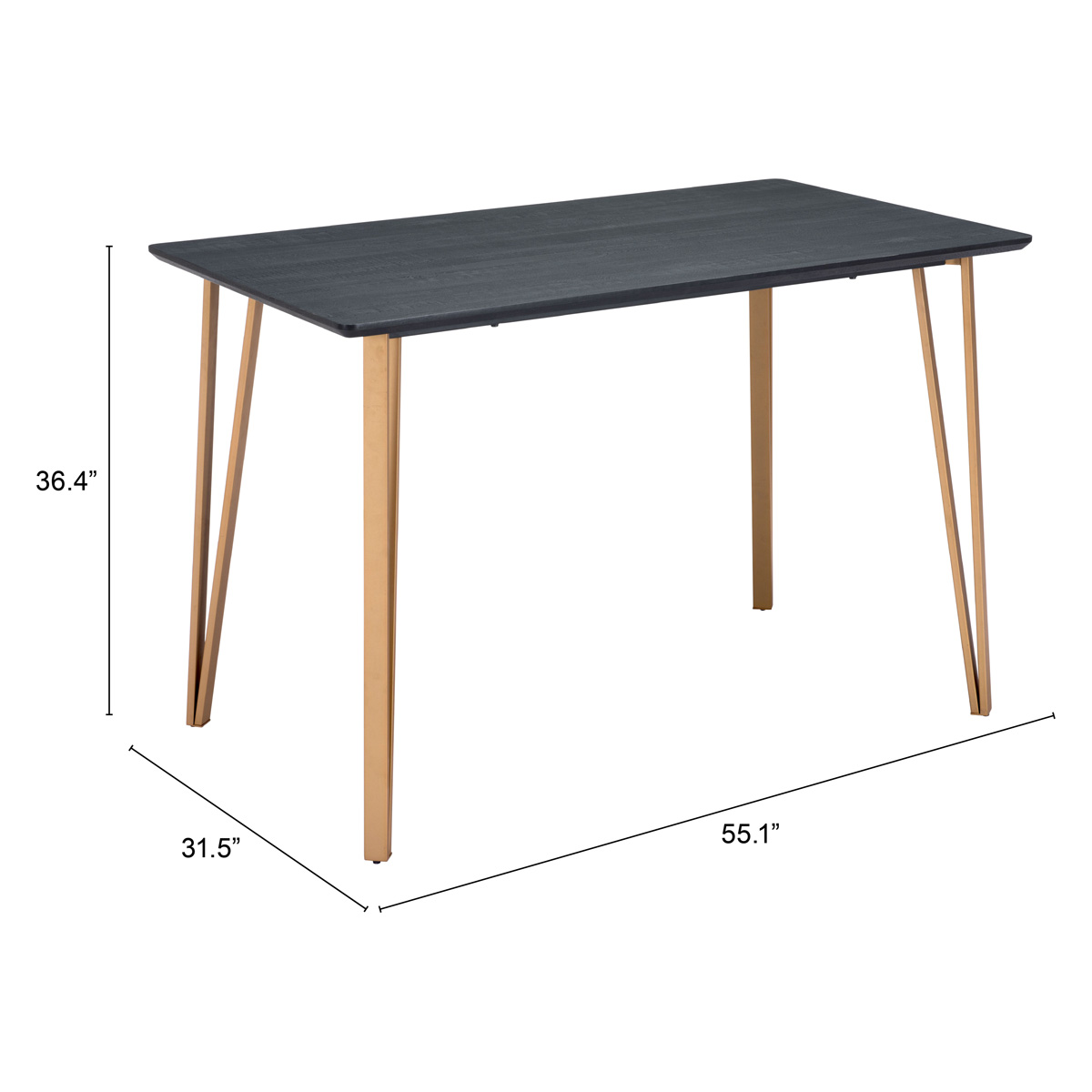 ZUO - Deus Counter Table in Black/Gold