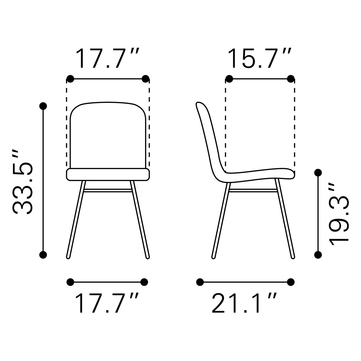 ZUO Var Dining Chair (Set Of 2) - Yellow/Black/Gold