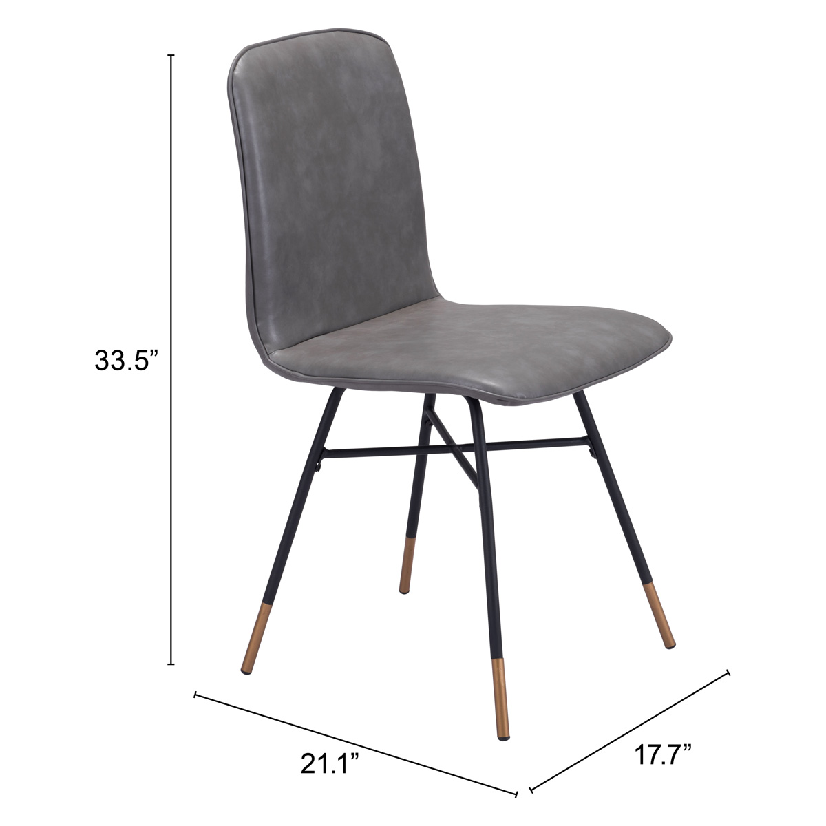 ZUO Var Dining Chair (Set Of 2) - Gray/Black/Gold