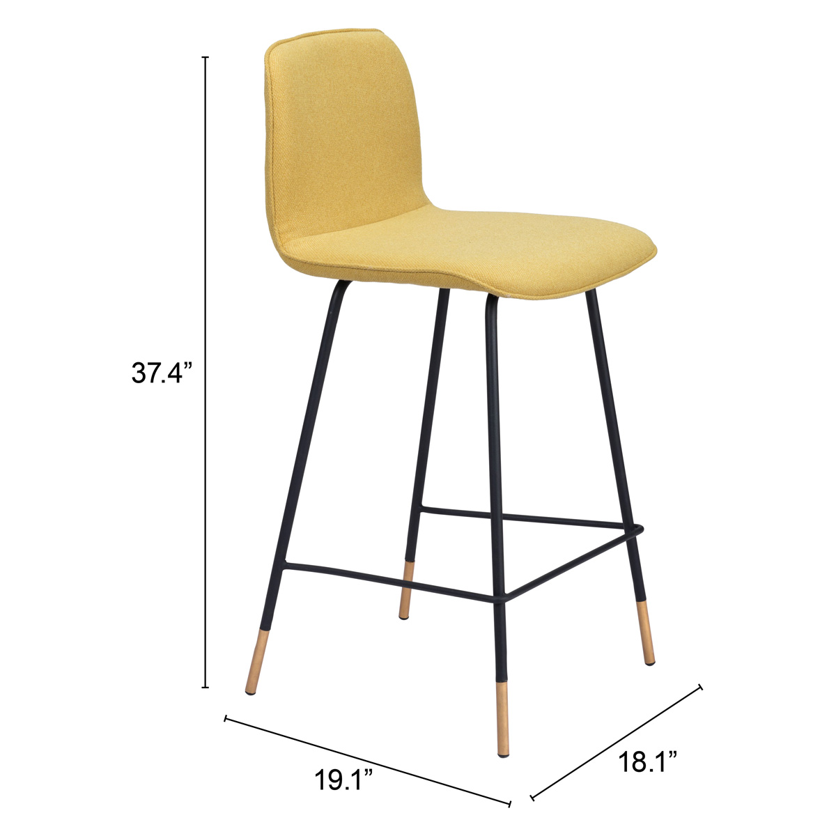 ZUO Var Counter Chair - Yellow/Black/Gold