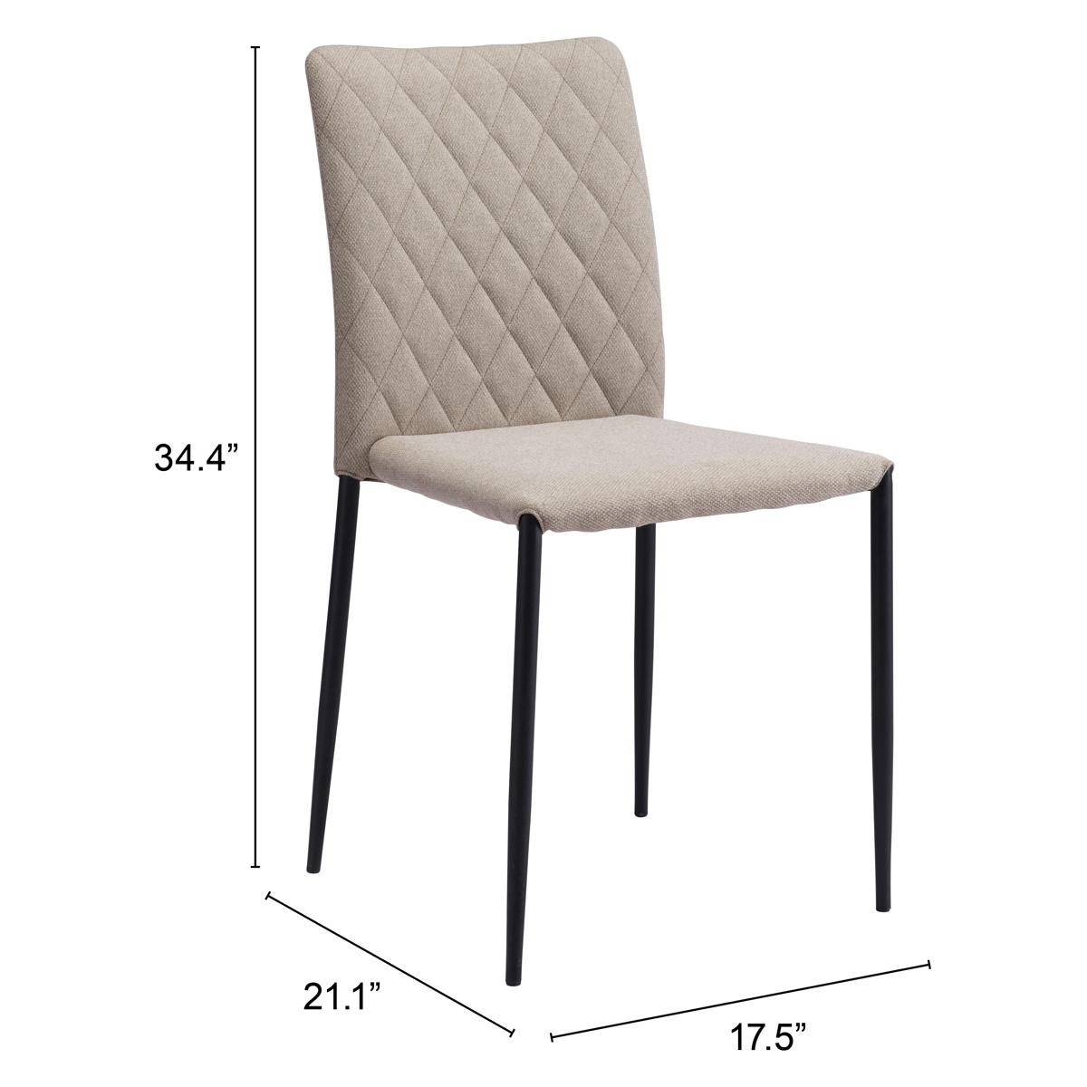 ZUO Harve Dining Chair (Set Of 2) - Beige/Black