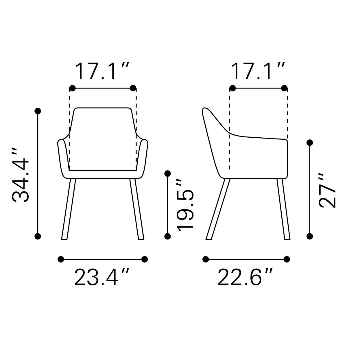 ZUO Loiret Dining Chair (Set Of 2) - Yellow/Black