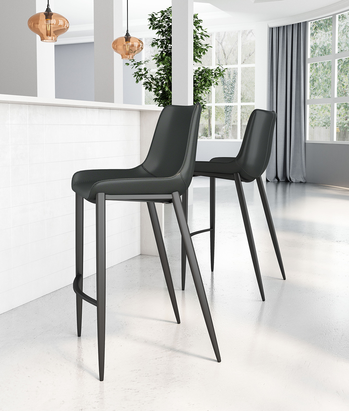 ZUO Magnus Bar Chair (Set Of 2) - Black