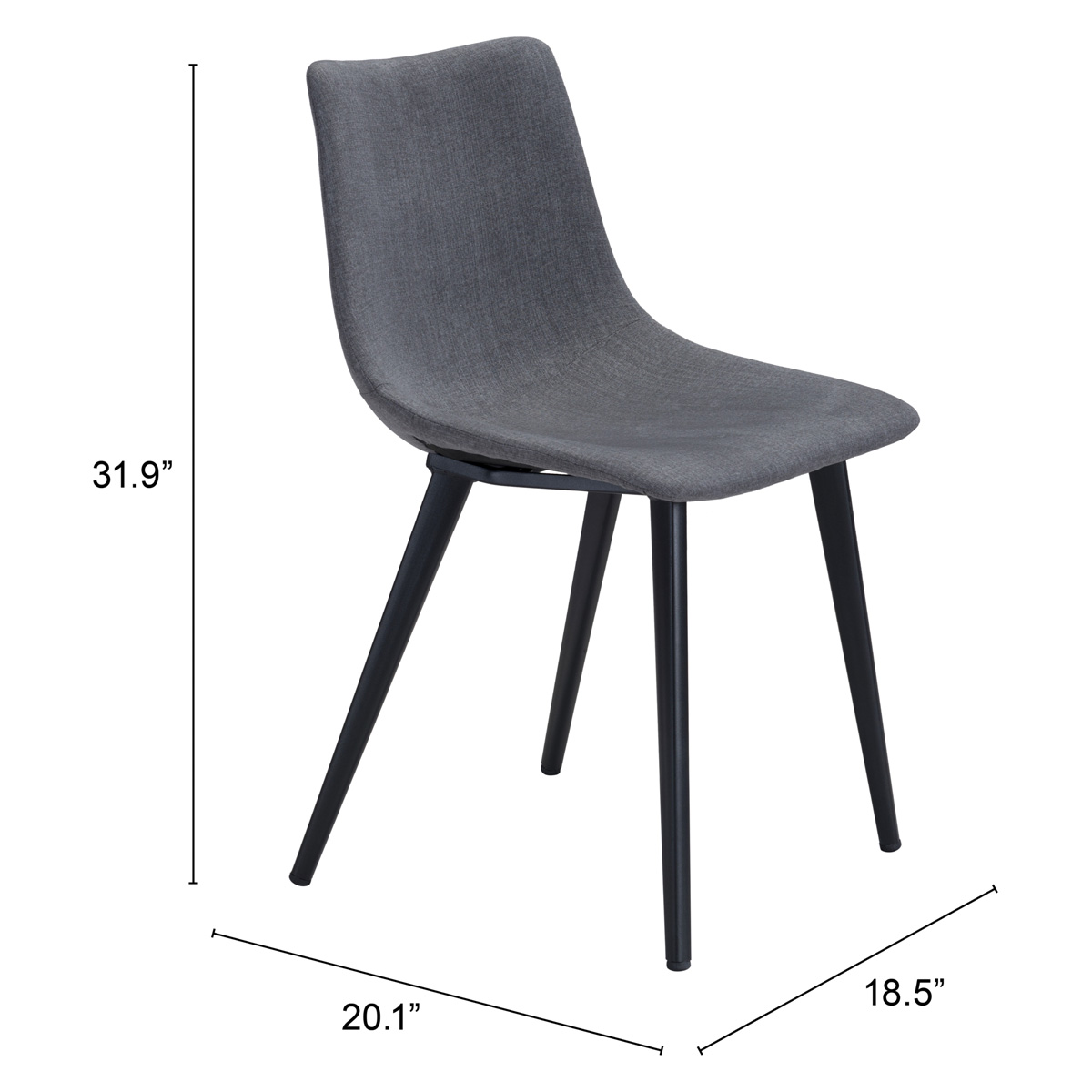 ZUO Daniel Dining Chair (Set Of 2) - Gray/Black