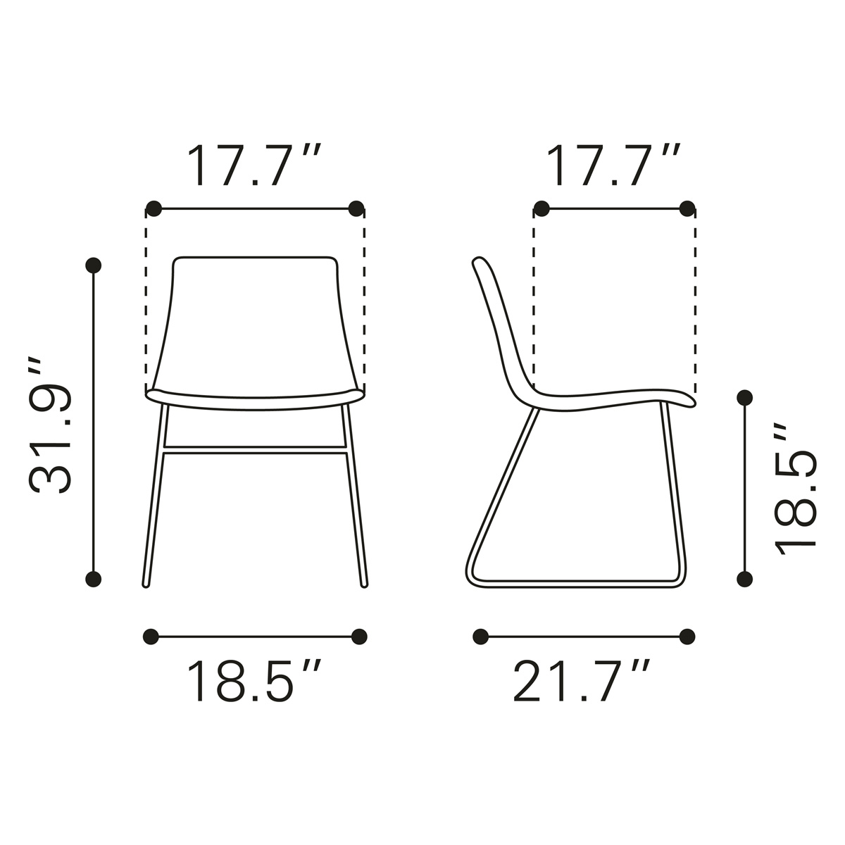 ZUO Jack Dining Chair (Set Of 2) - Vintage Black/Black