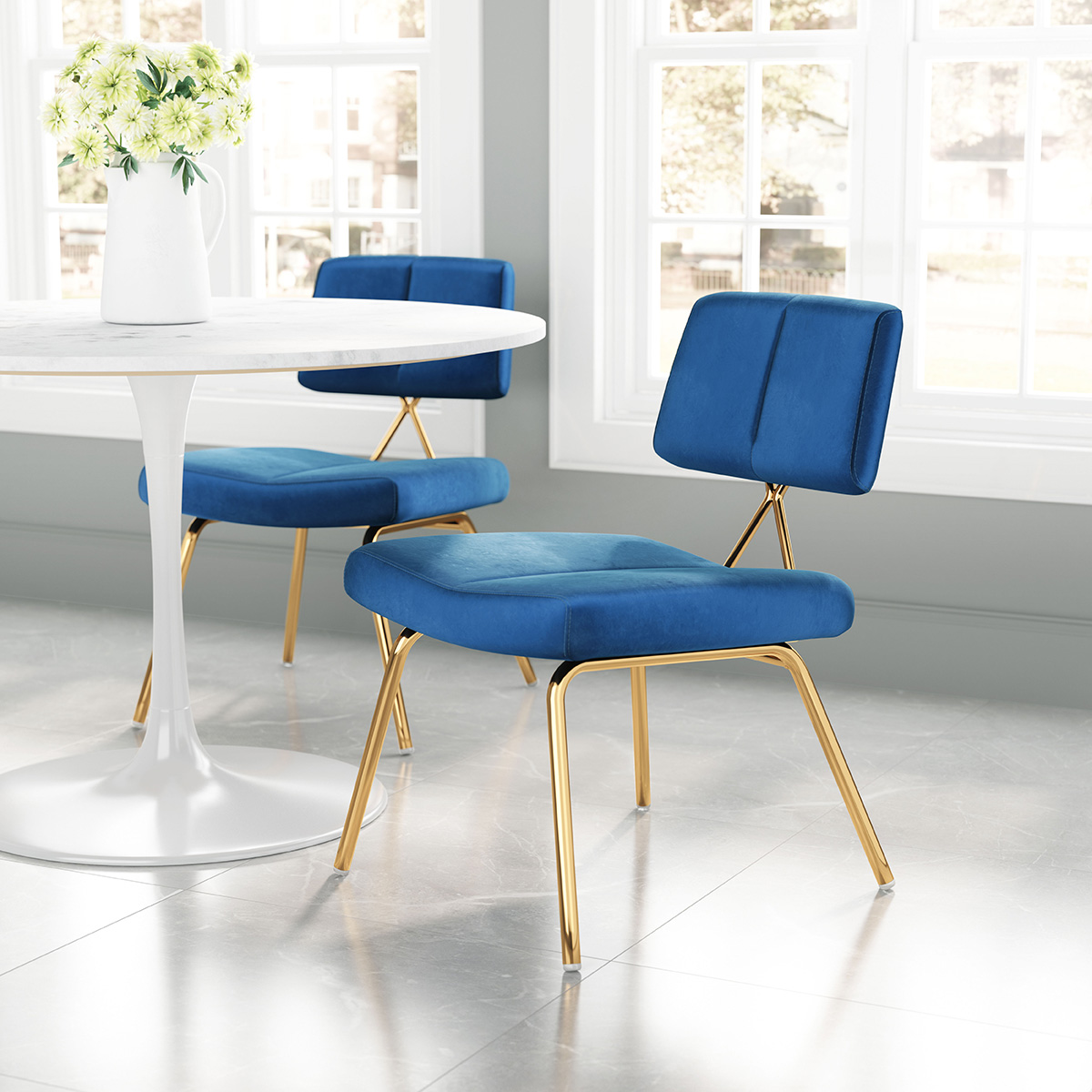 ZUO Nicole Dining Chair (Set Of 2) - Blue/Gold