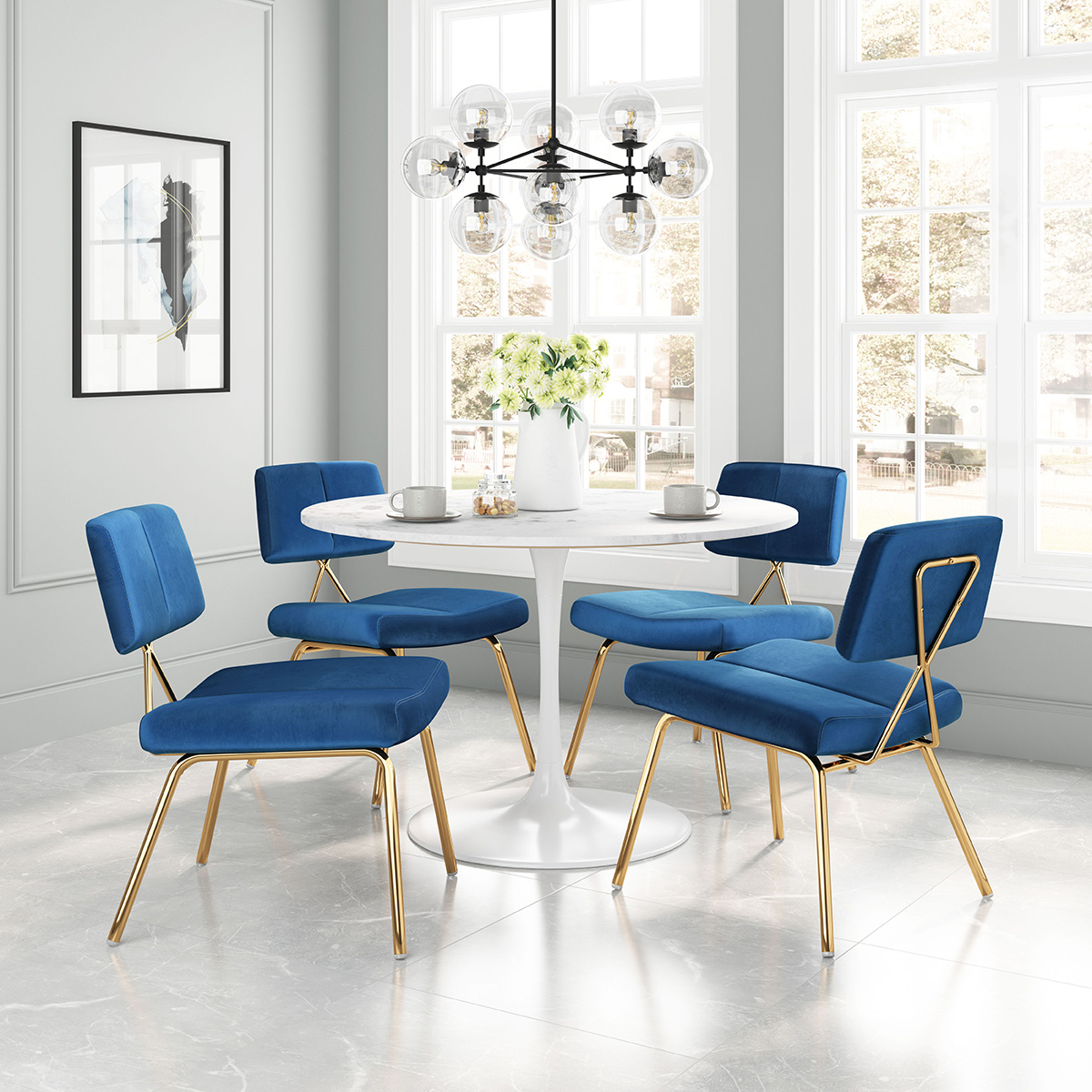 ZUO Nicole Dining Chair (Set Of 2) - Blue/Gold