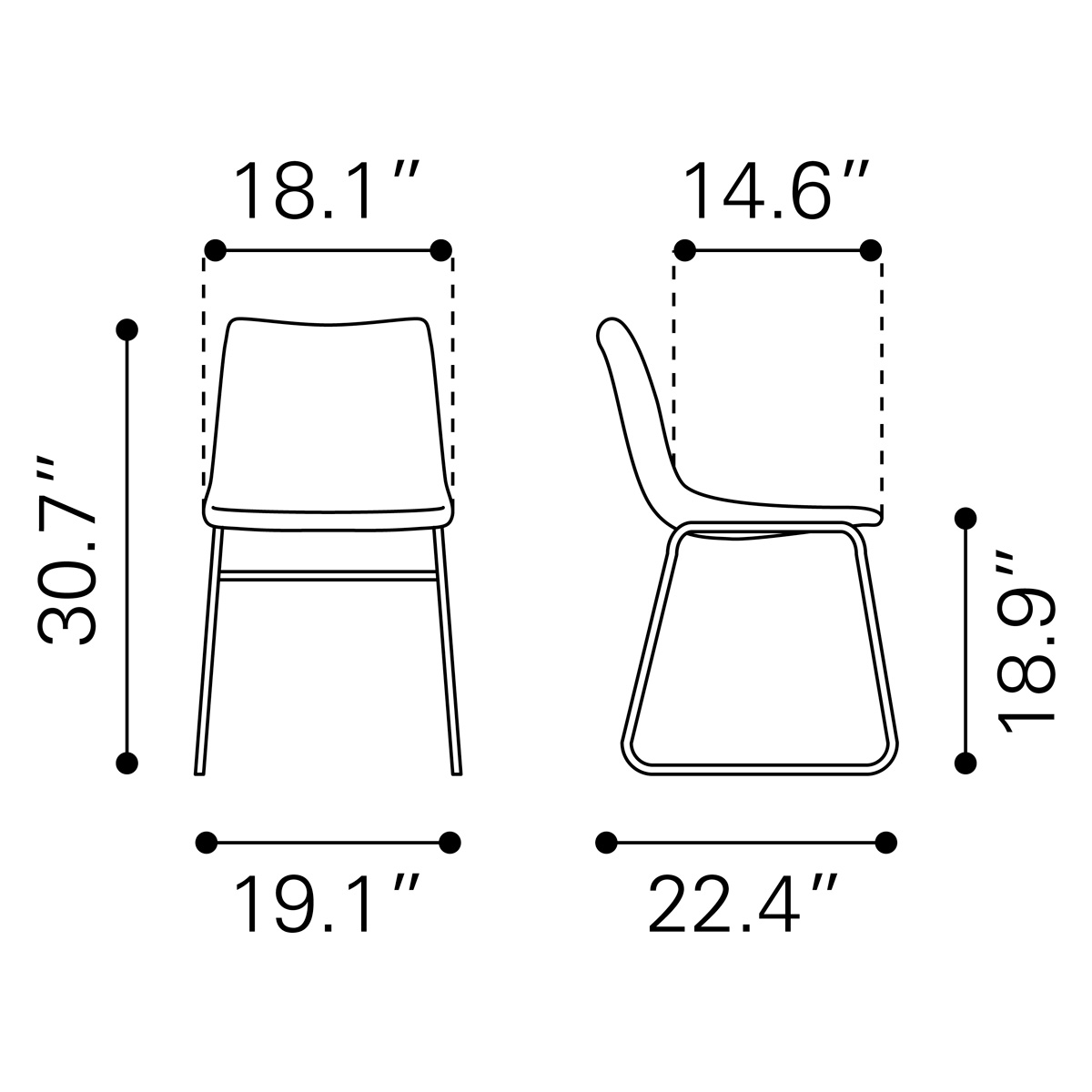 ZUO Smart Dining Chair (Set Of 2) - Charcoal/Black