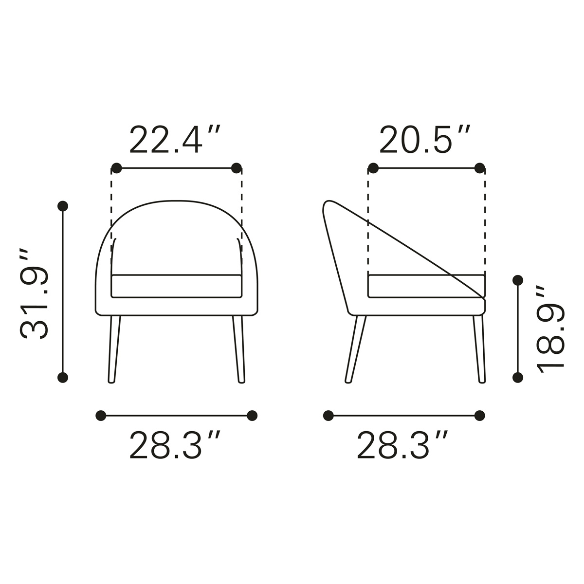 ZUO™ Cruise Chair Accent - Gray/Brown