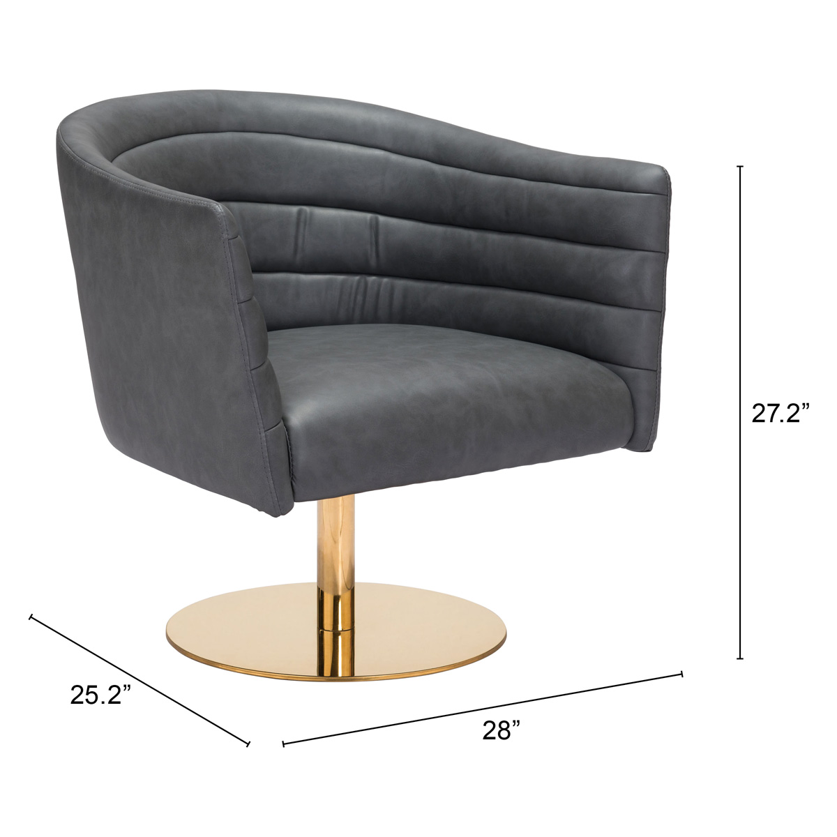 ZUO™ Justin Accent Chair - Gray/Gold