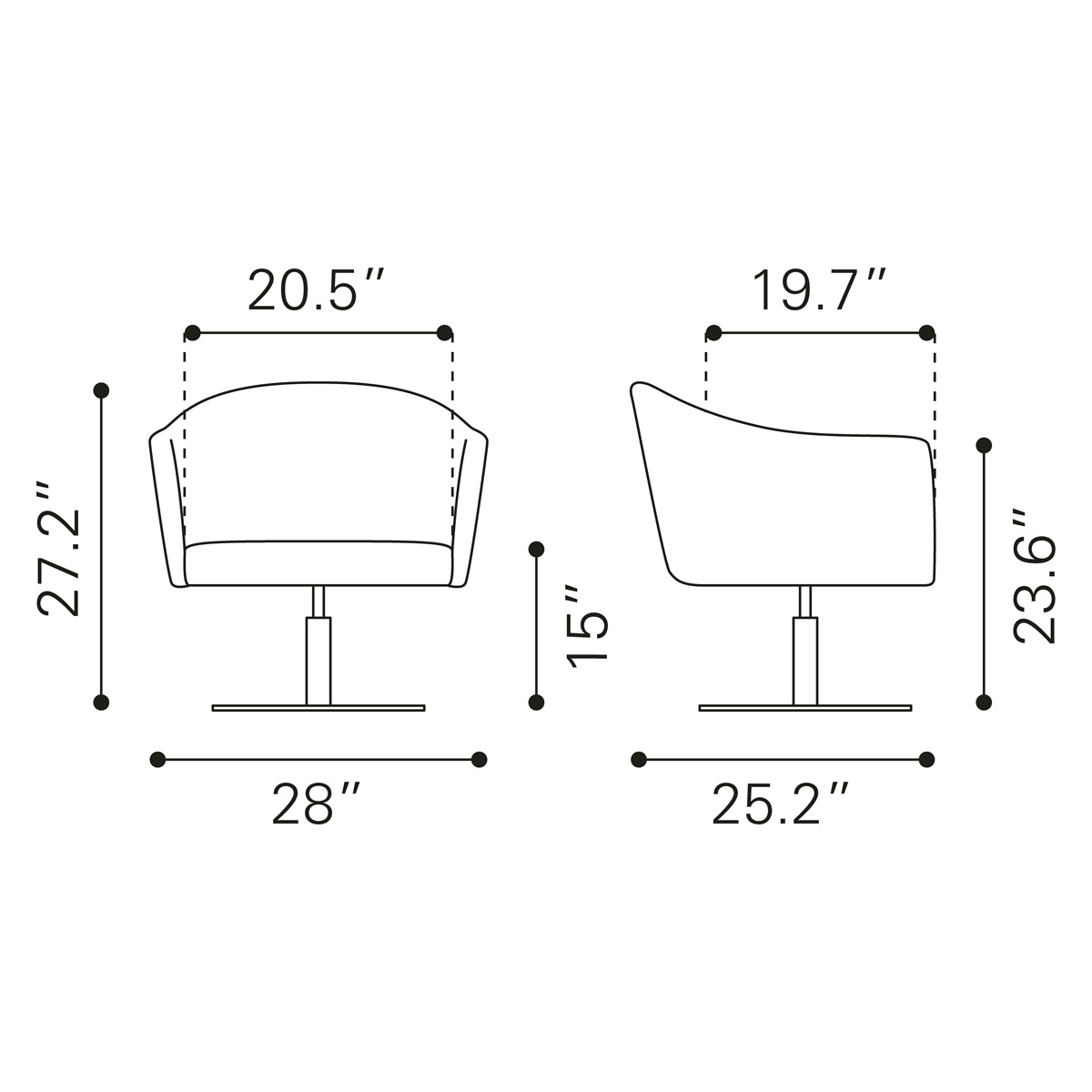 ZUO™ Justin Accent Chair - Gray/Gold