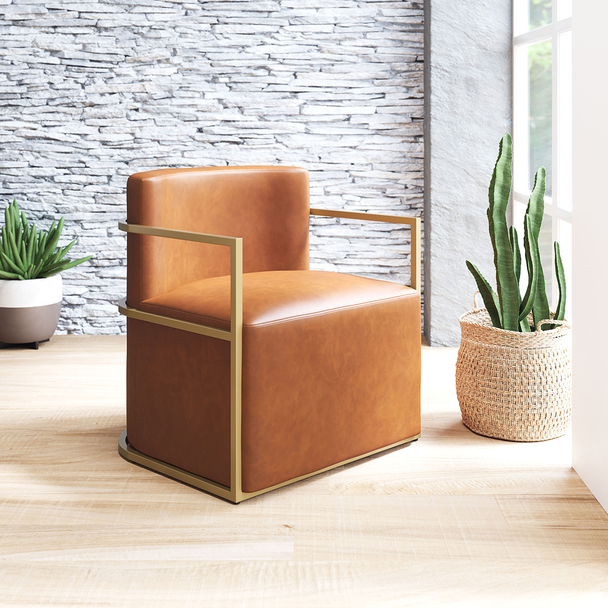 ZUO™ Xander Accent Chair - Brown/Gold