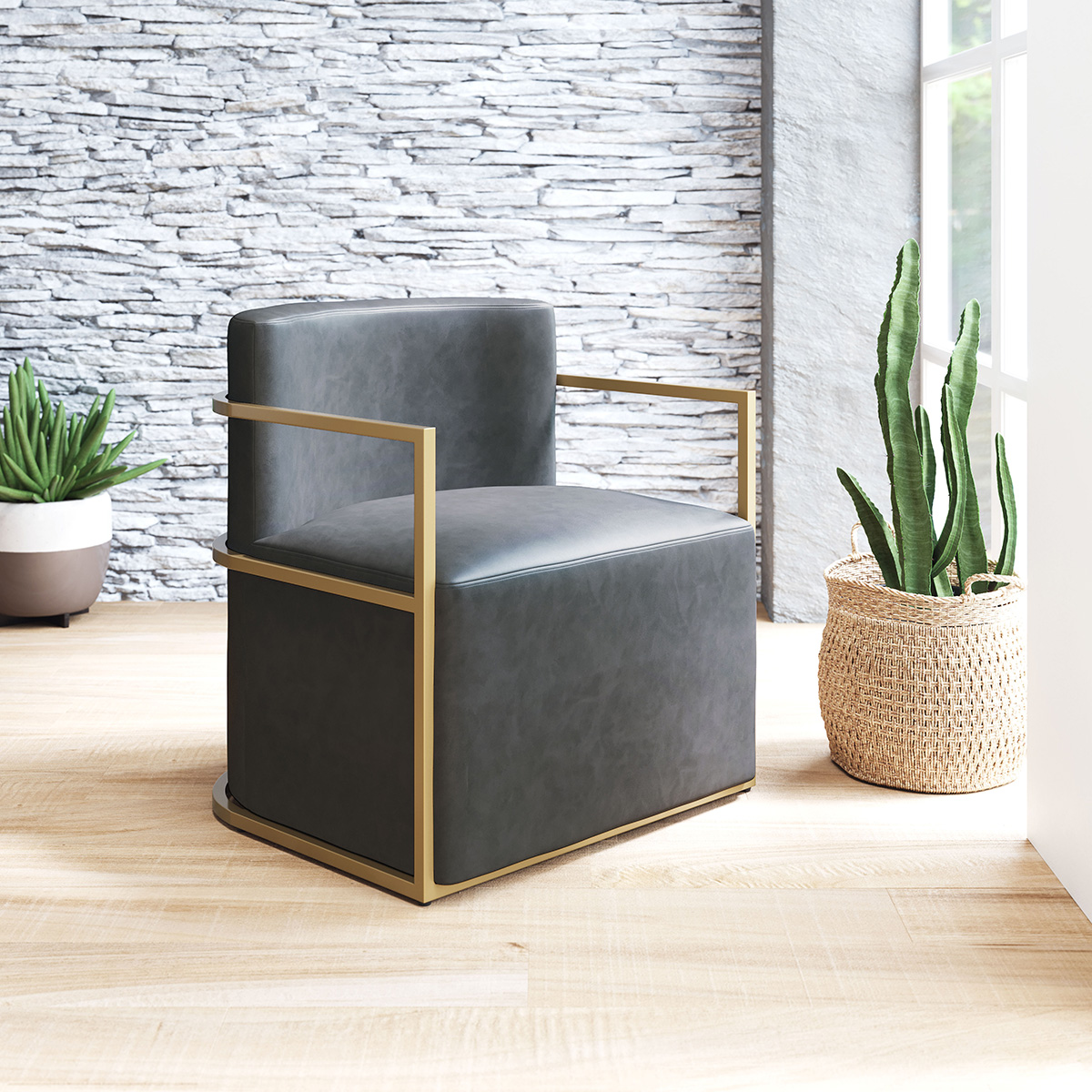 ZUO™ Xander Accent Chair - Gray/Gold