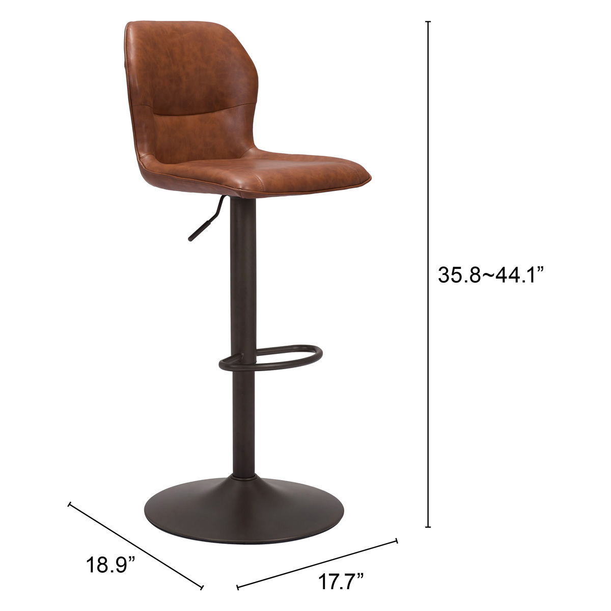 ZUO Vital Bar Chair - Vintage Brown/Black