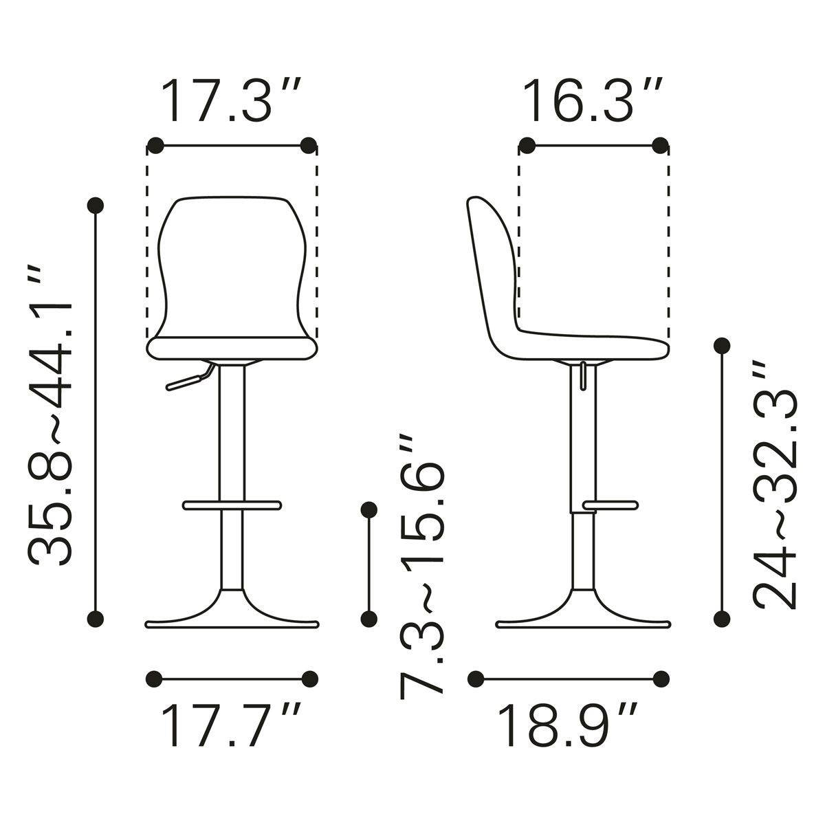 ZUO Vital Bar Chair - Vintage Brown/Black