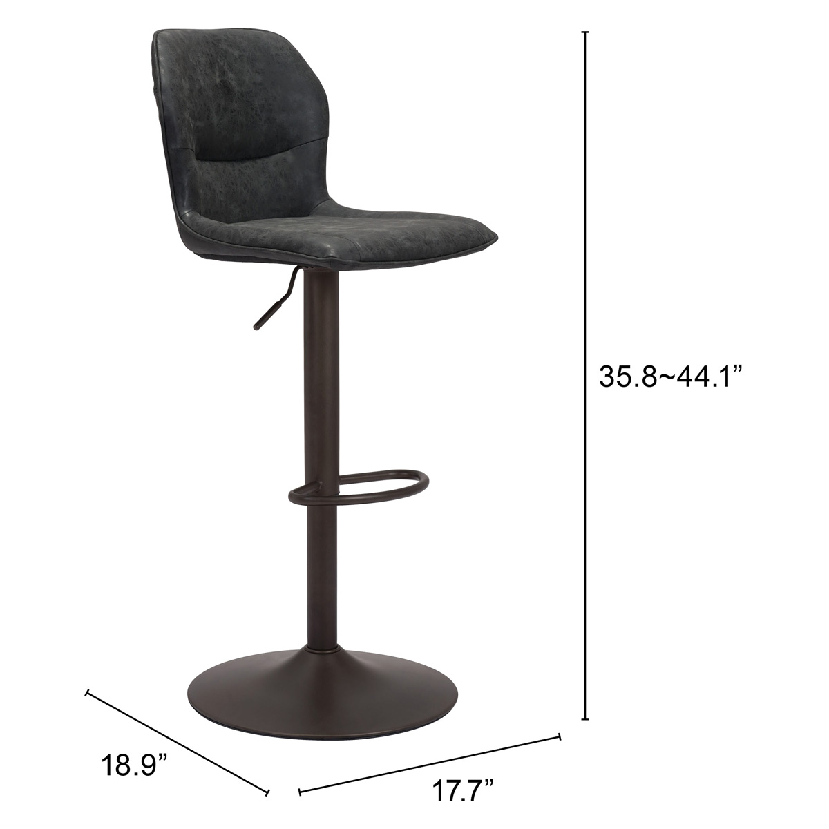 ZUO Vital Bar Chair - Vintage Black/Black