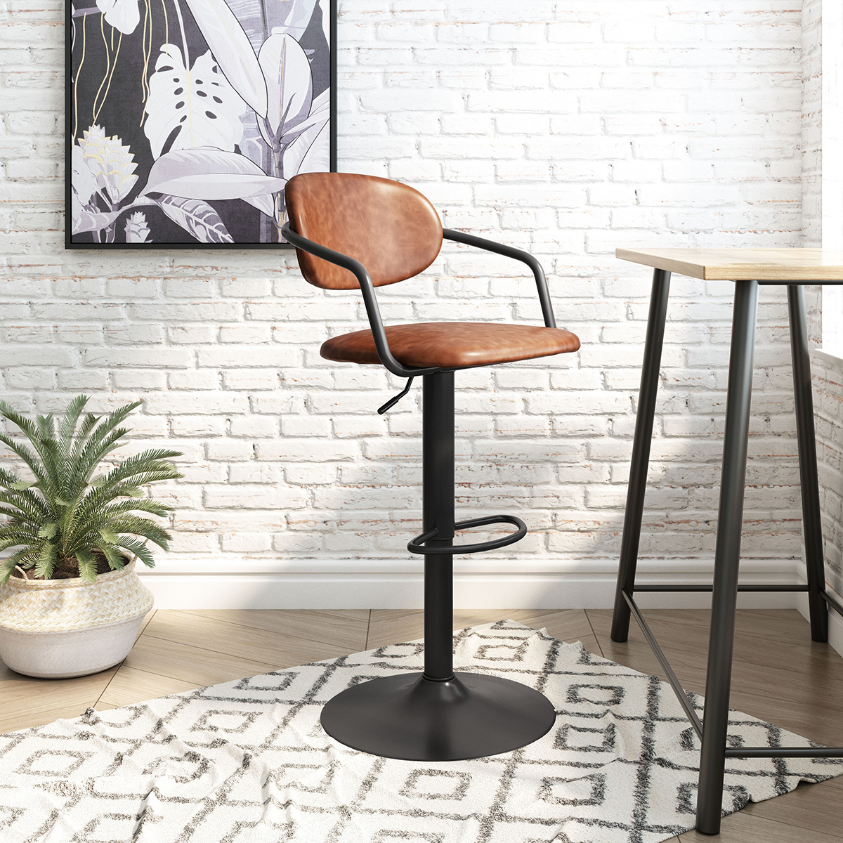 ZUO Kirby Bar Chair - Vintage Brown/Black