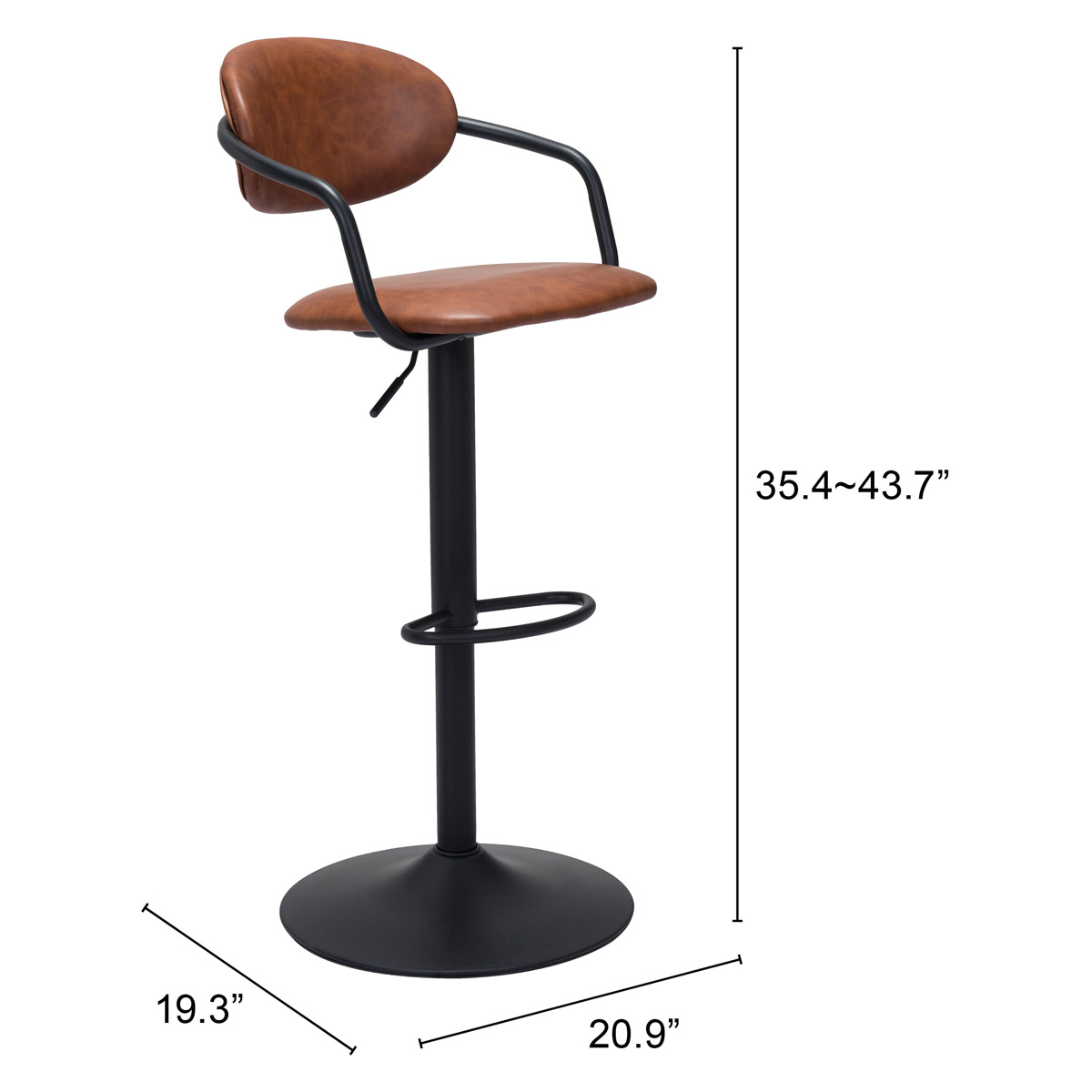 ZUO Kirby Bar Chair - Vintage Brown/Black