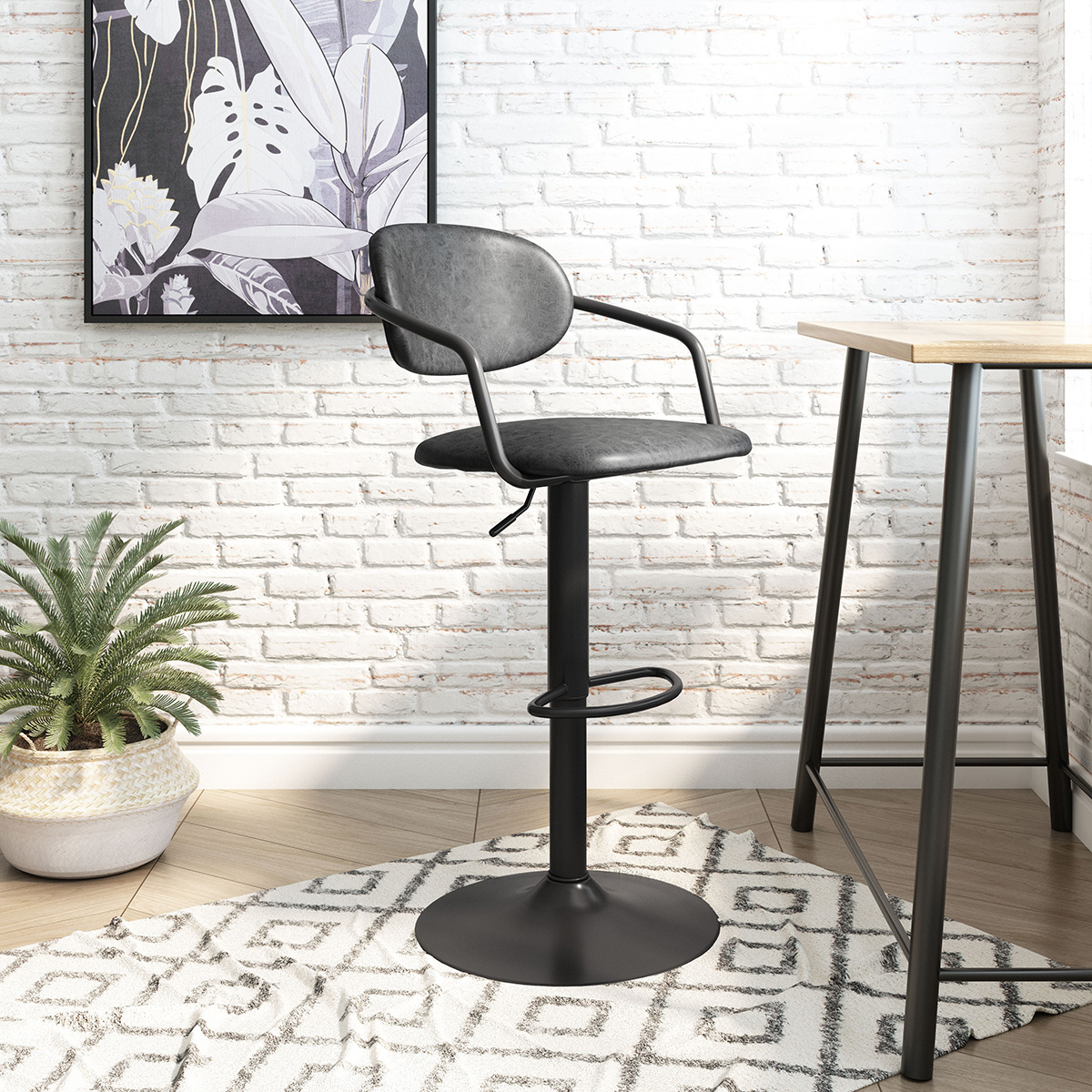 ZUO Kirby Bar Chair - Vintage Black/Black