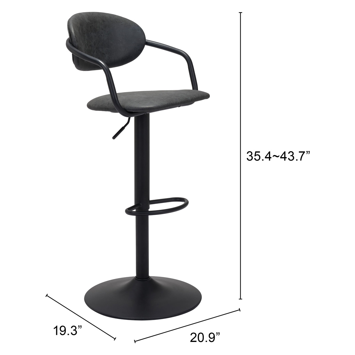 ZUO Kirby Bar Chair - Vintage Black/Black