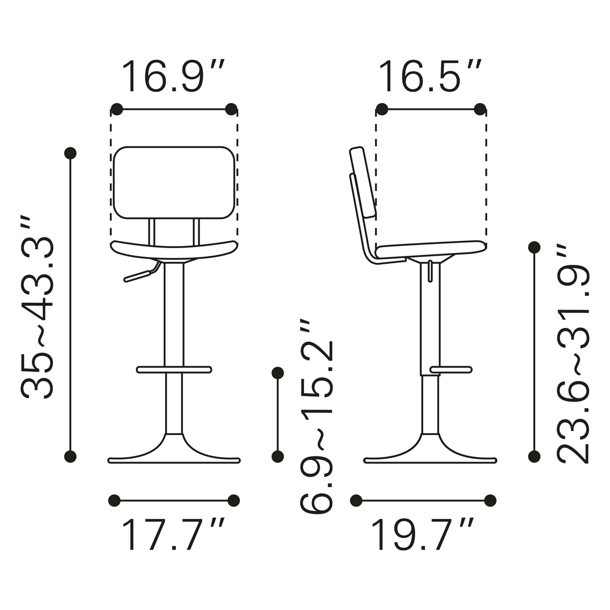 ZUO Holden Bar Chair - Vintage Black