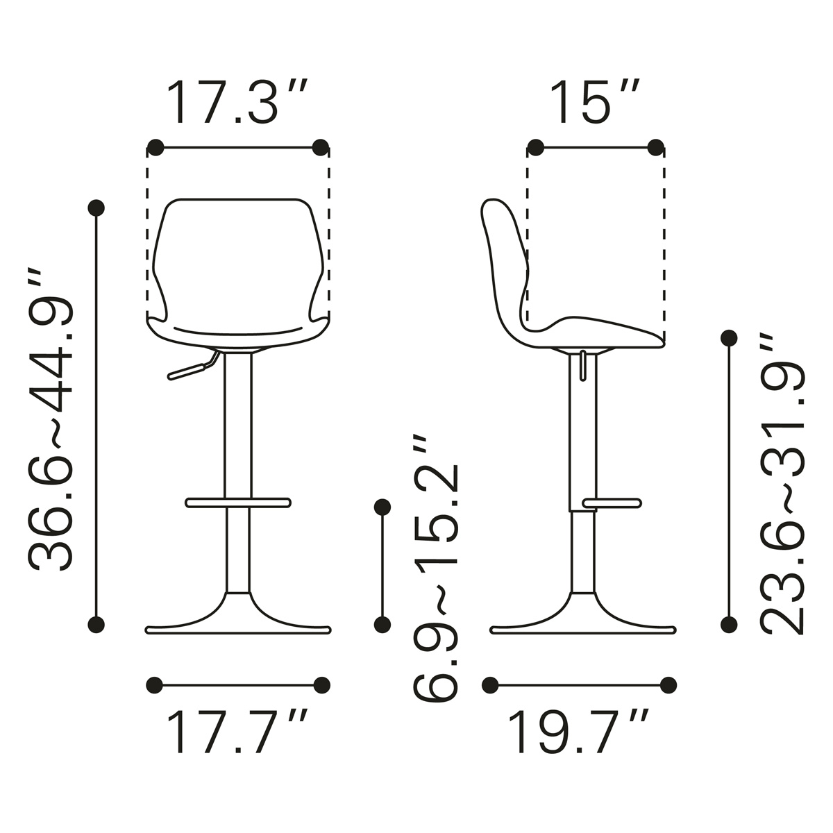 ZUO Seth Bar Chair - Vintage Gray