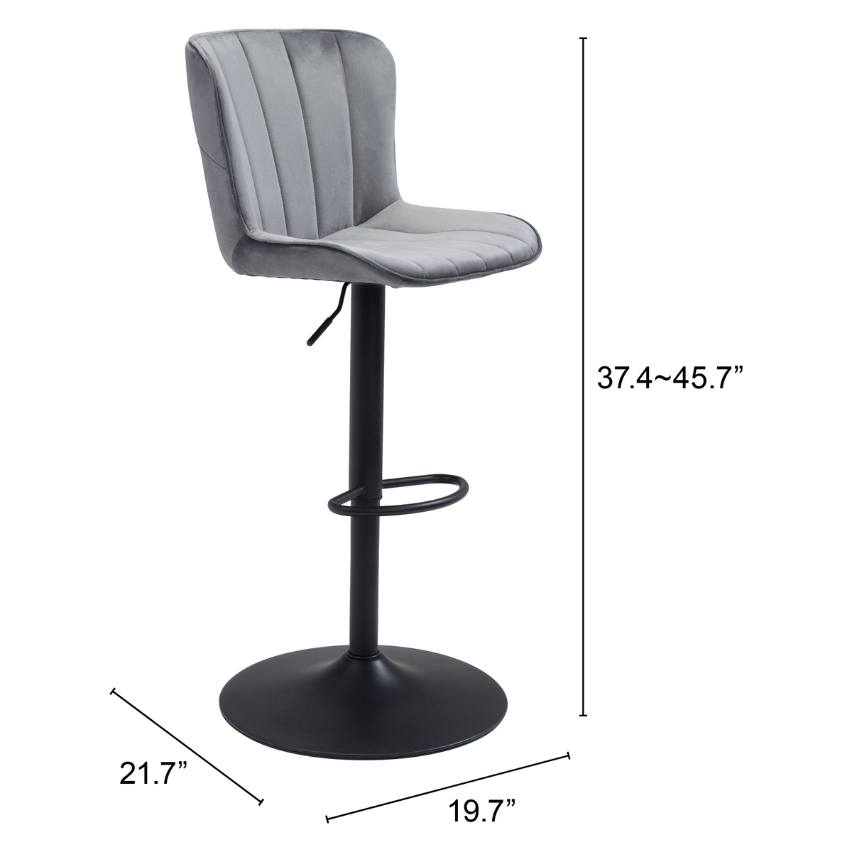 ZUO Tarley Bar Chair - Gray/Black