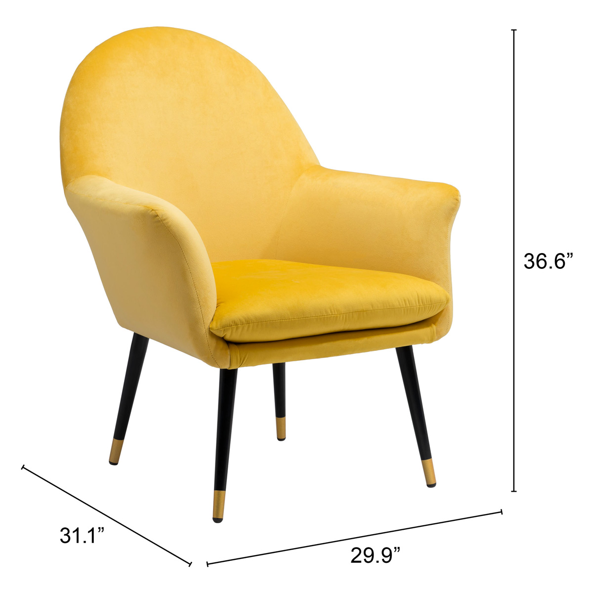 ZUO™ Alexandria Accent Chair - Yellow/Black/Gold