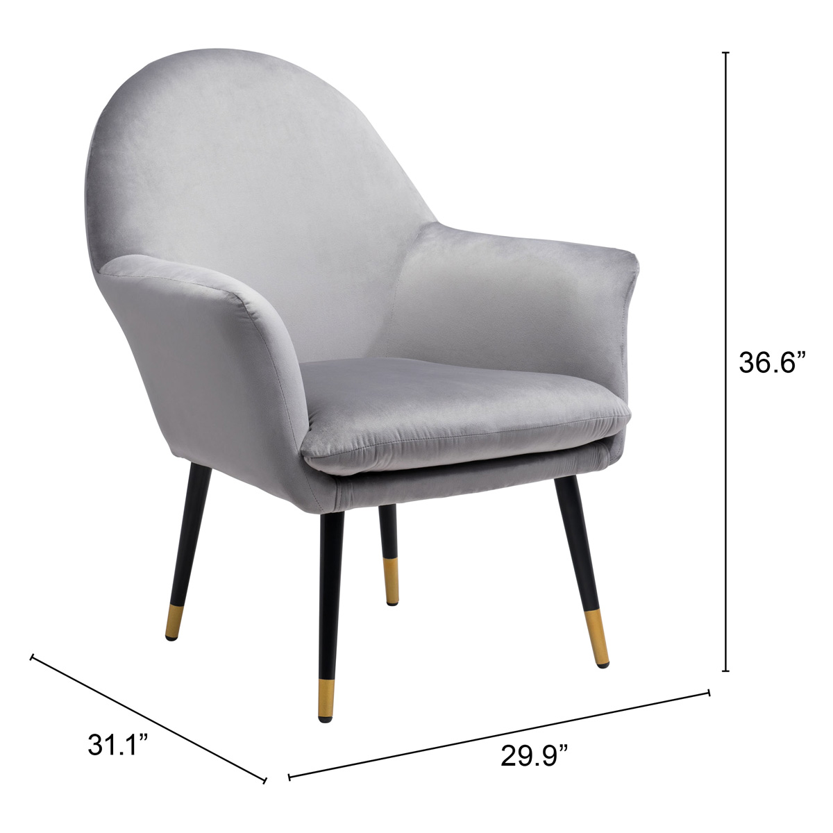 ZUO™ Alexandria Accent Chair - Gray/Blac/Gold