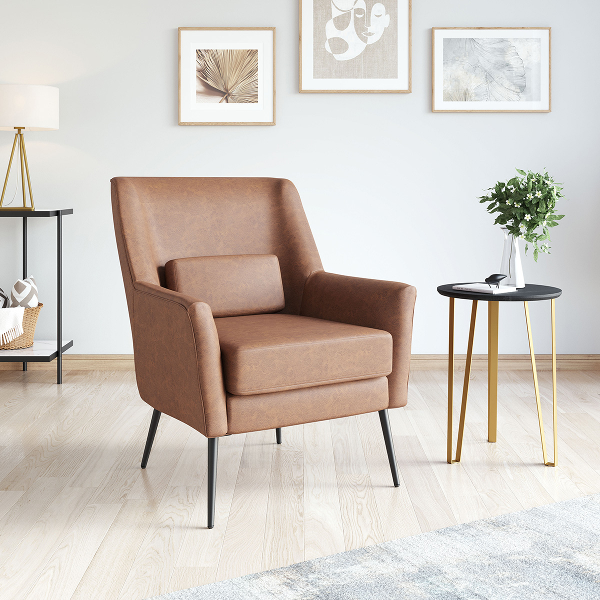 ZUO™ Ontario Accent Chair - Vintage Brown/Gold