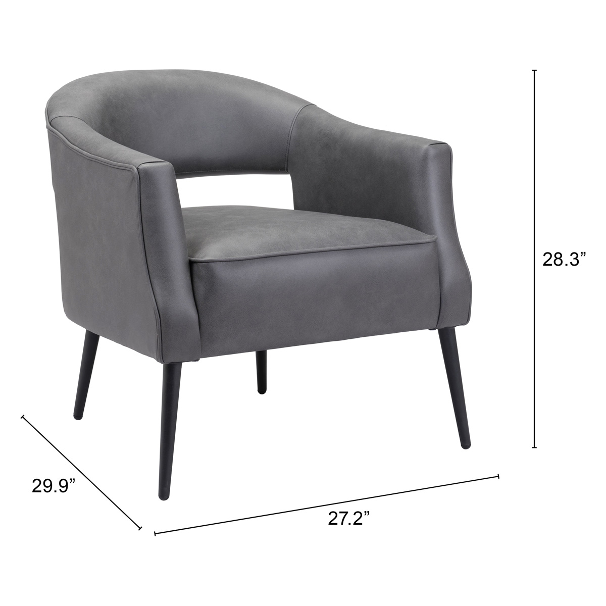 ZUO™ Berkeley Accent Chair - Vintage Gray/Black