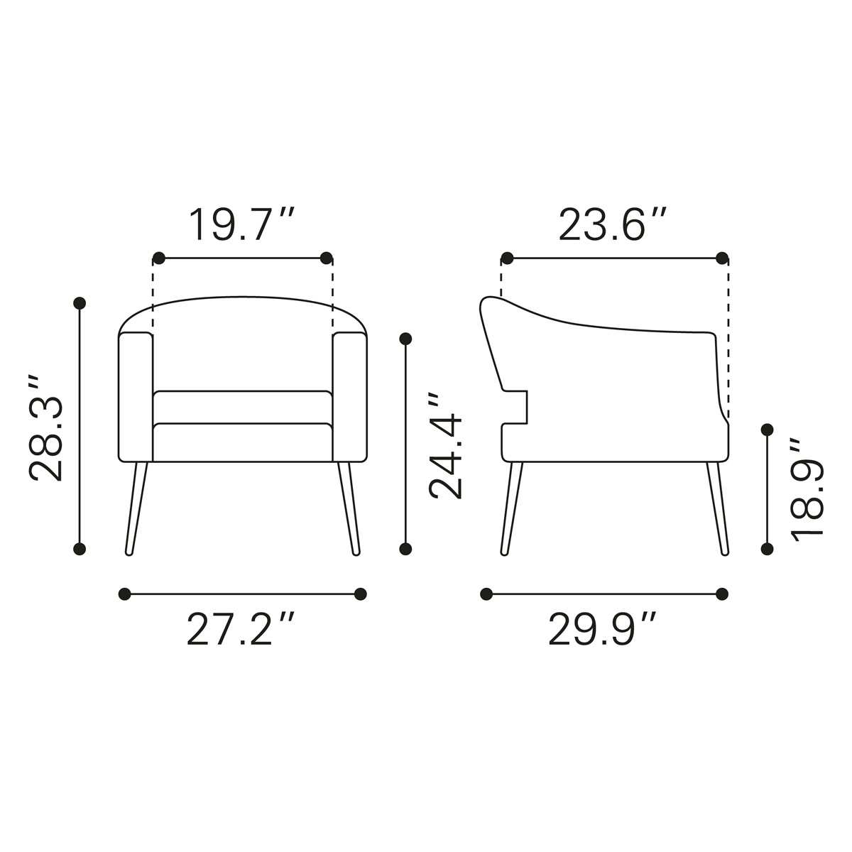 ZUO™ Berkeley Accent Chair - Vintage Gray/Black