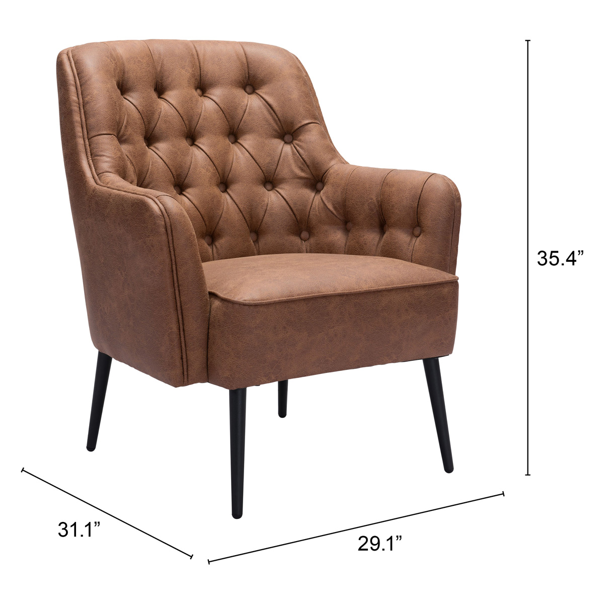 ZUO™ Tasmania Accent Chair - Vintage Brown