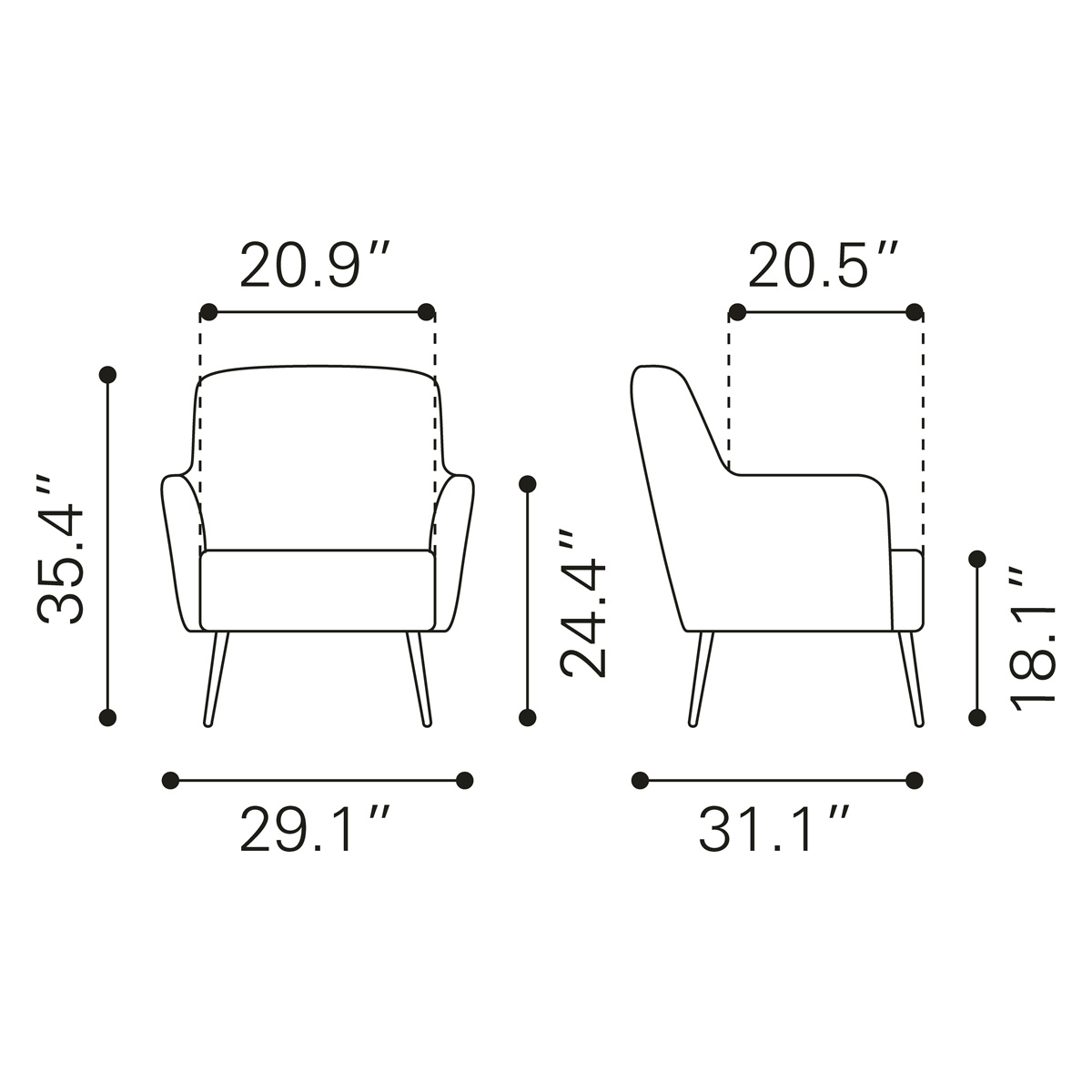 ZUO™ Tasmania Accent Chair - Vintage Brown