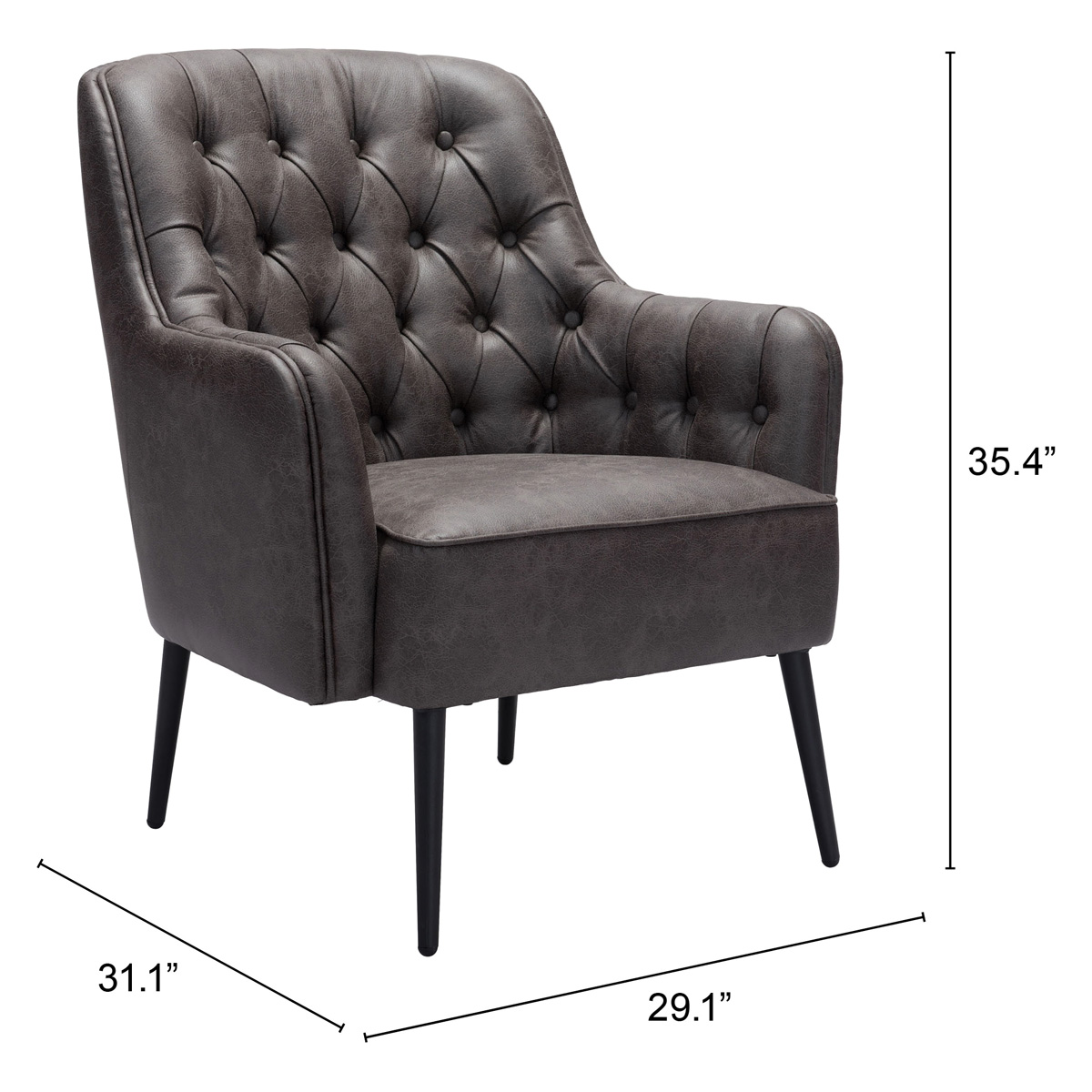 ZUO™ Tasmania Accent Chair - Vintage Black