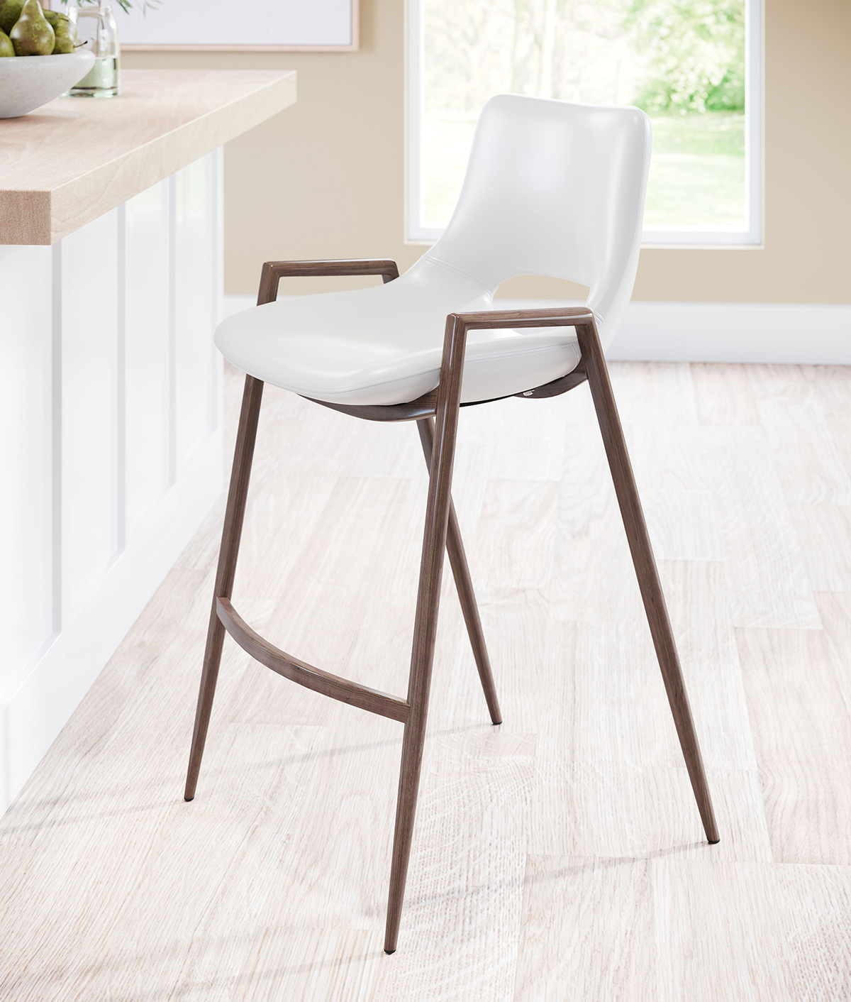 ZUO Desi Counter Chair (Set Of 2) - White/Dark Brown