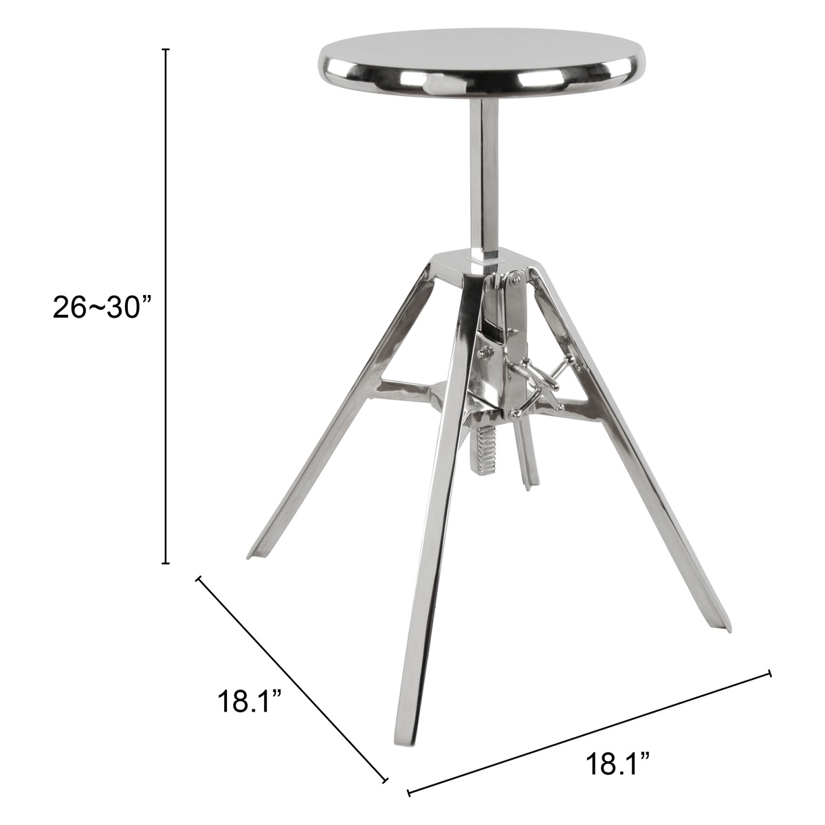 ZUO Mercy Stool - Silver