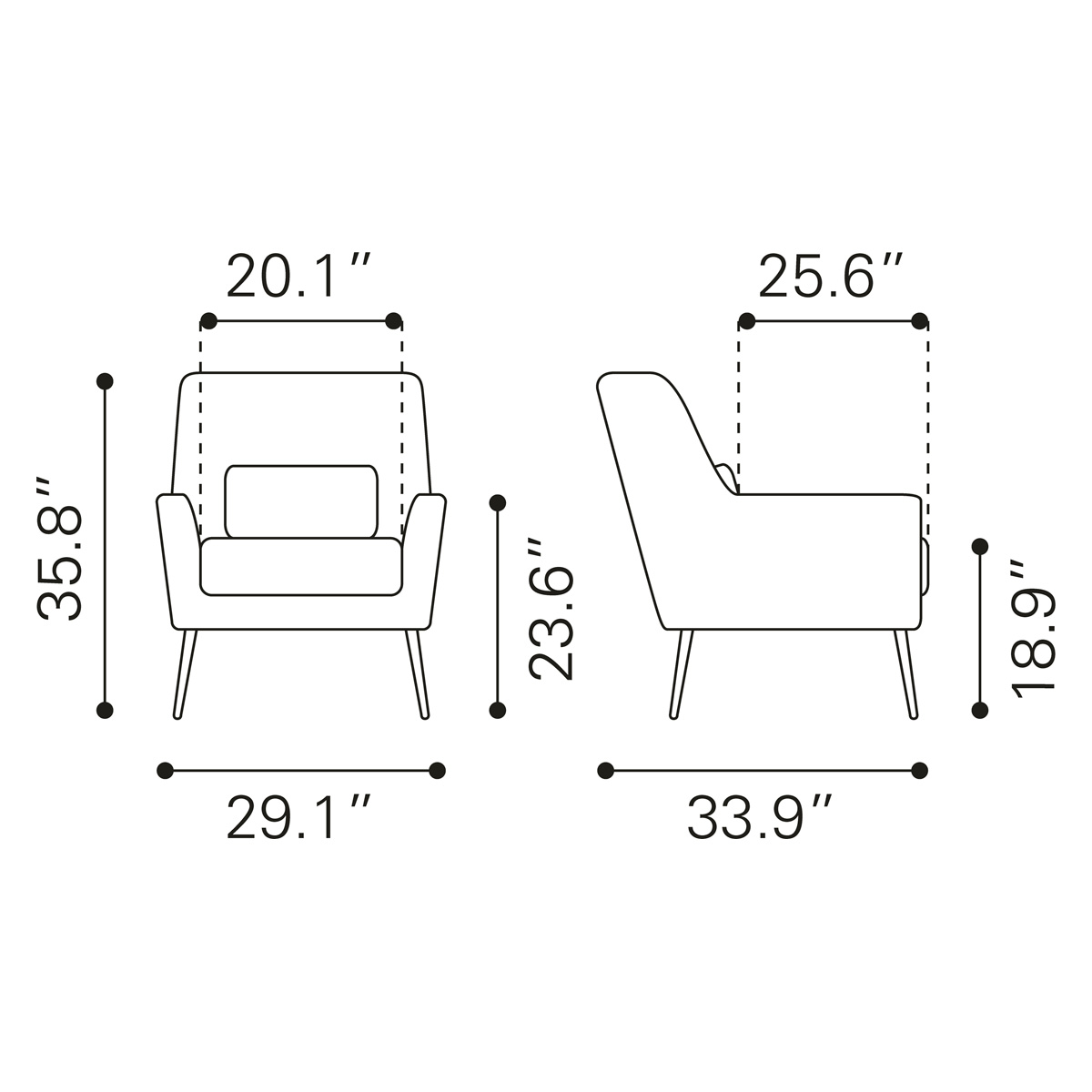 ZUO™ Ontario Accent Chair - Gray/Black