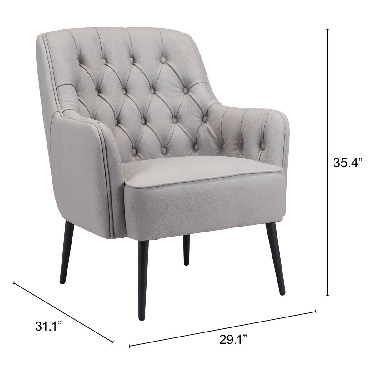 ZUO™ Tasmania Accent Chair - Gray/Black