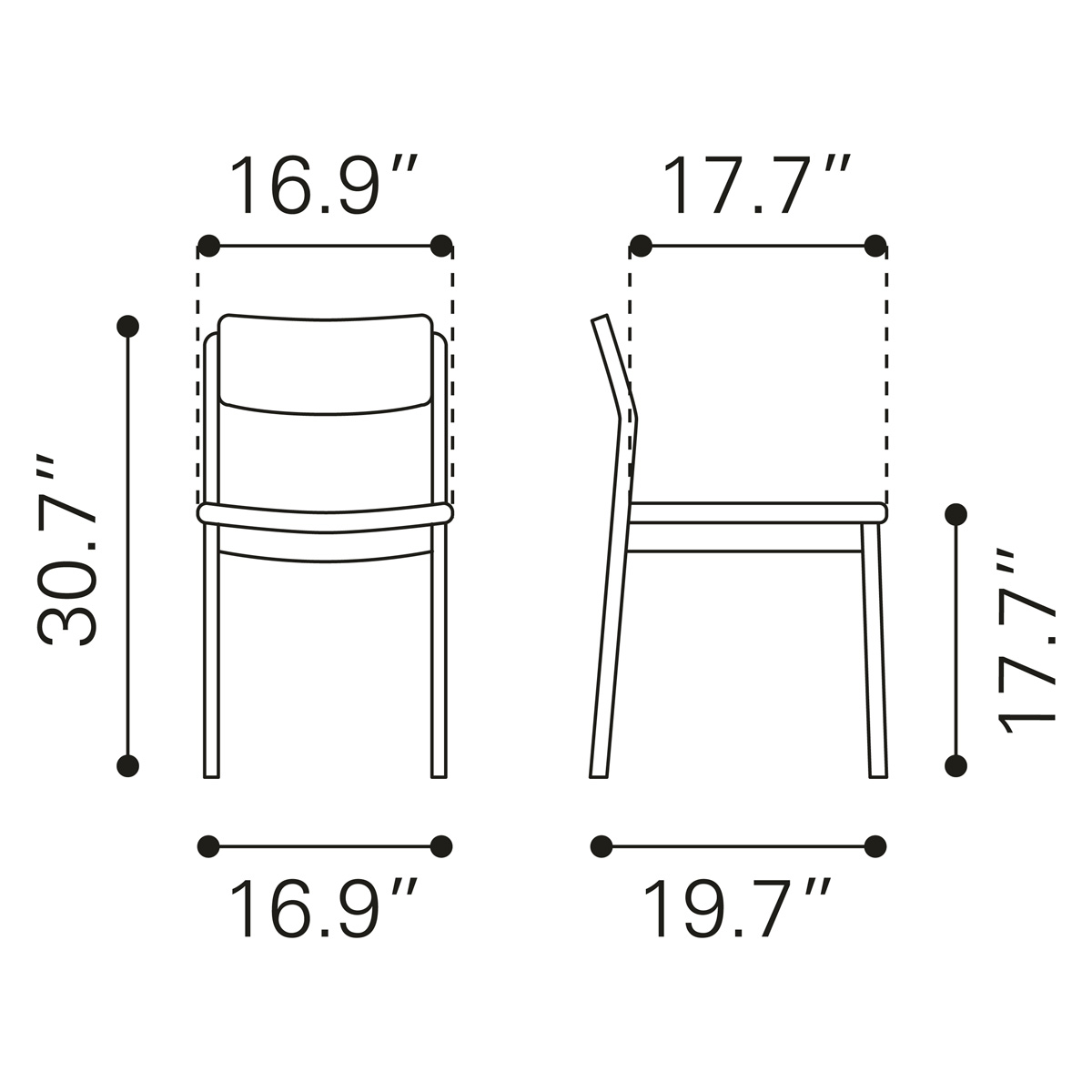 ZUO Desdamona Dining Chair - Light Gray/Walnut