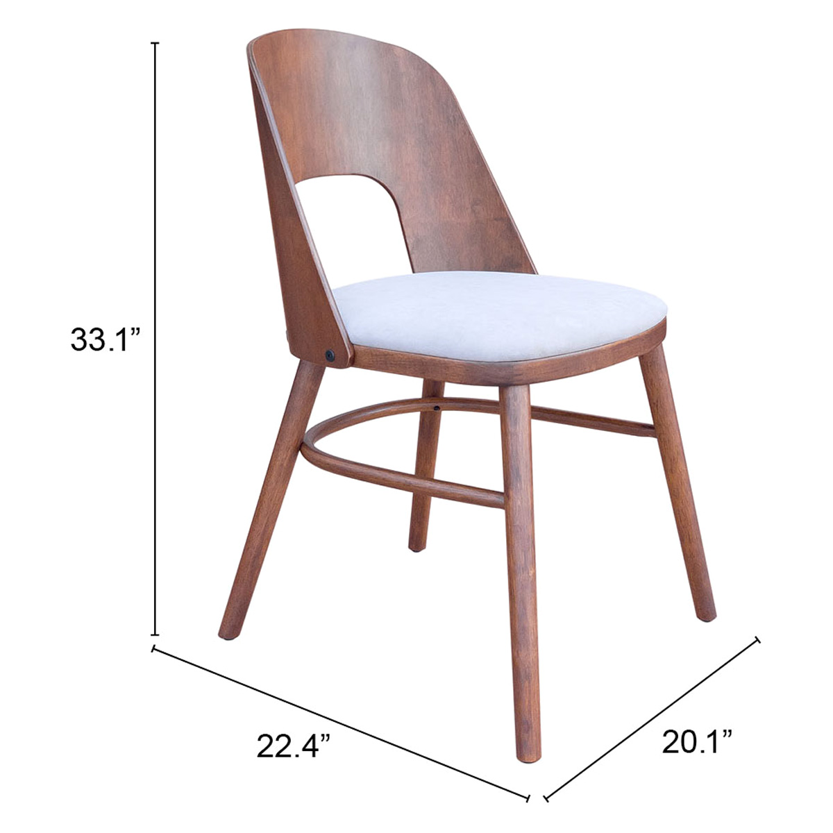 ZUO Iago Dining Chair - Light Gray/Walnut