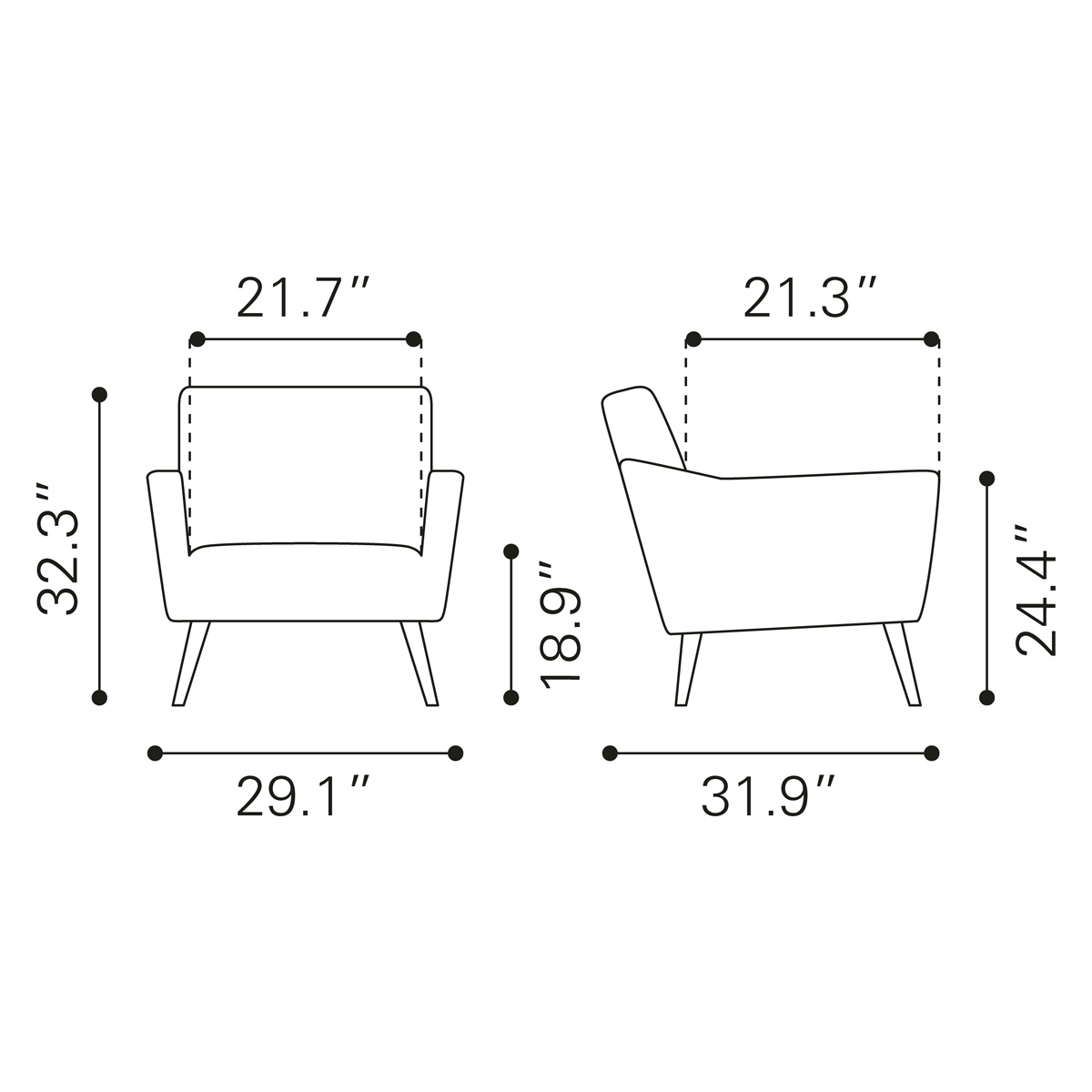 ZUO Bastille Accent Chair - Green/Matte Black