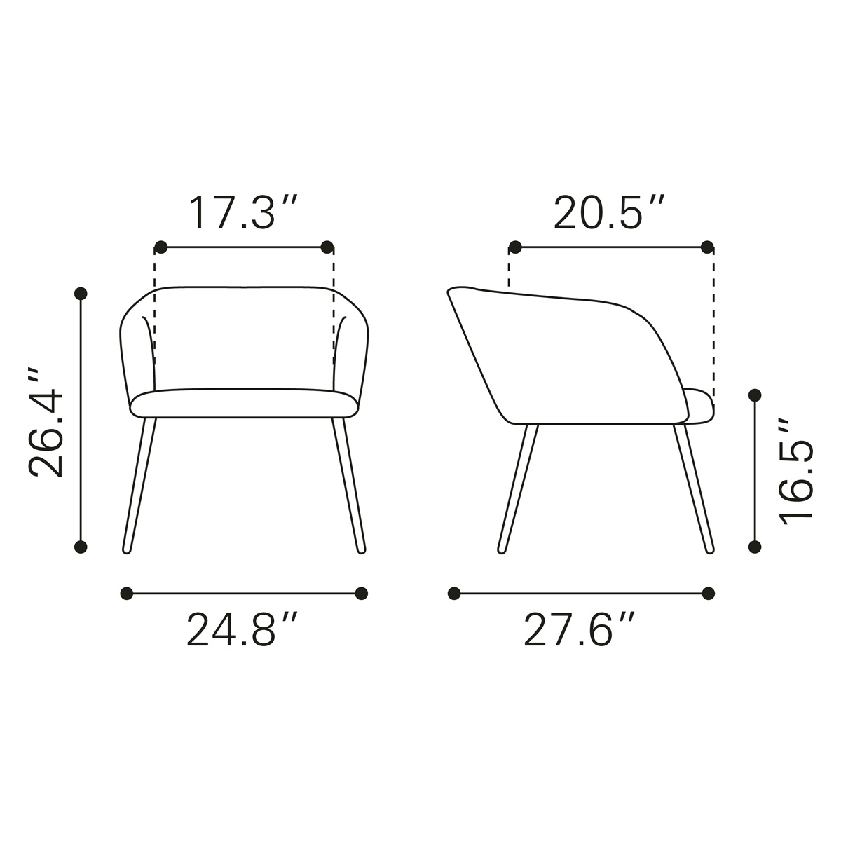 ZUO™ Papillion Accent Chair - Green/Matte Black