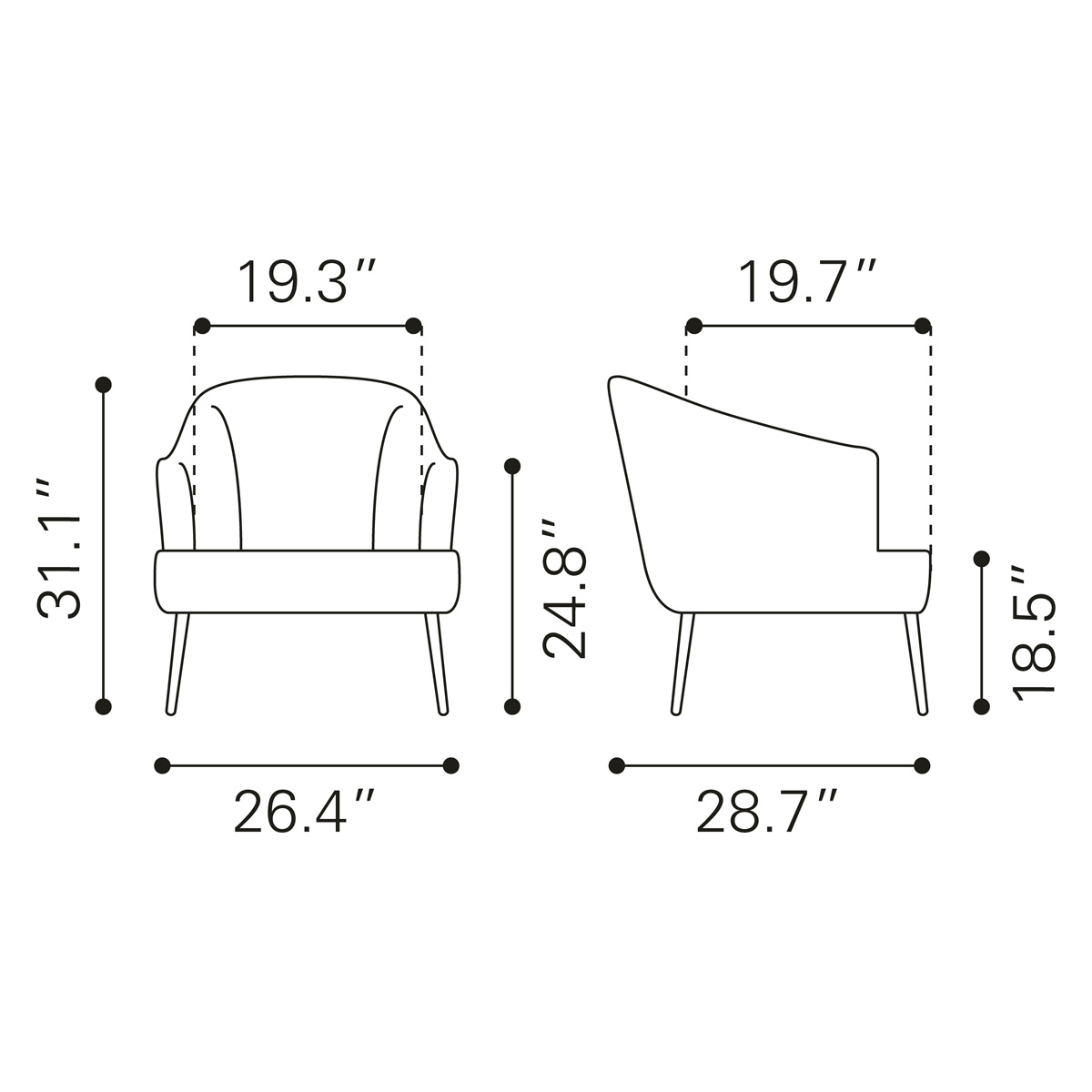 ZUO™ Ranier Accent Chair - Green/Matte Black