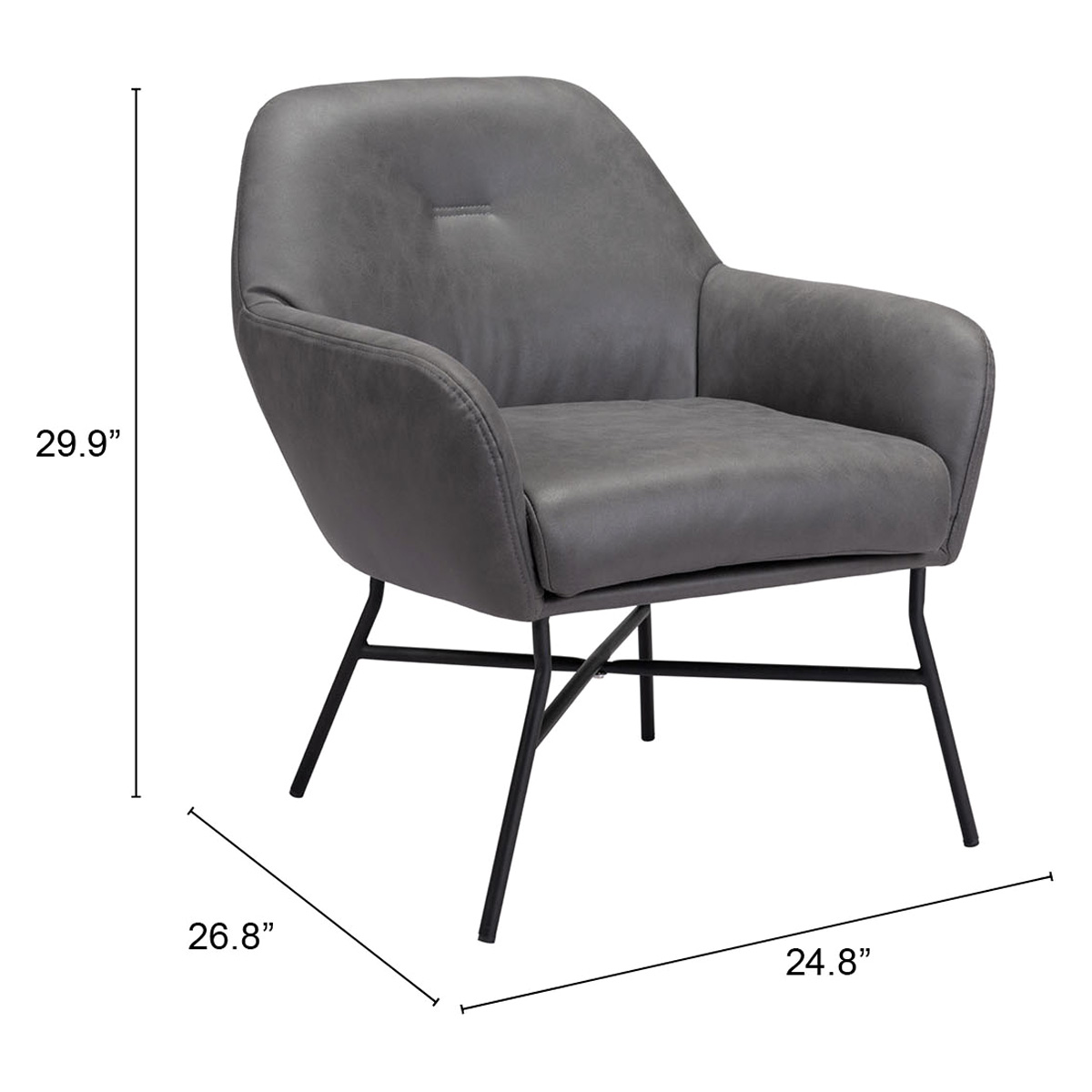 ZUO™ Hans Accent Chair - Vintage Gray/Matte Black