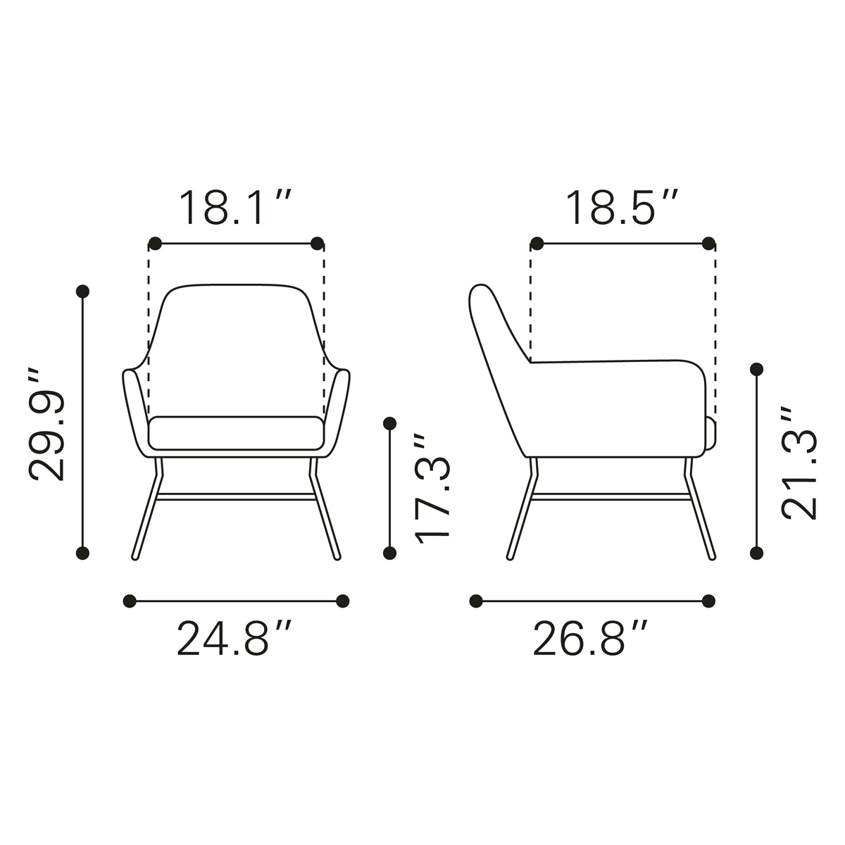 ZUO™ Hans Accent Chair - Vintage Gray/Matte Black