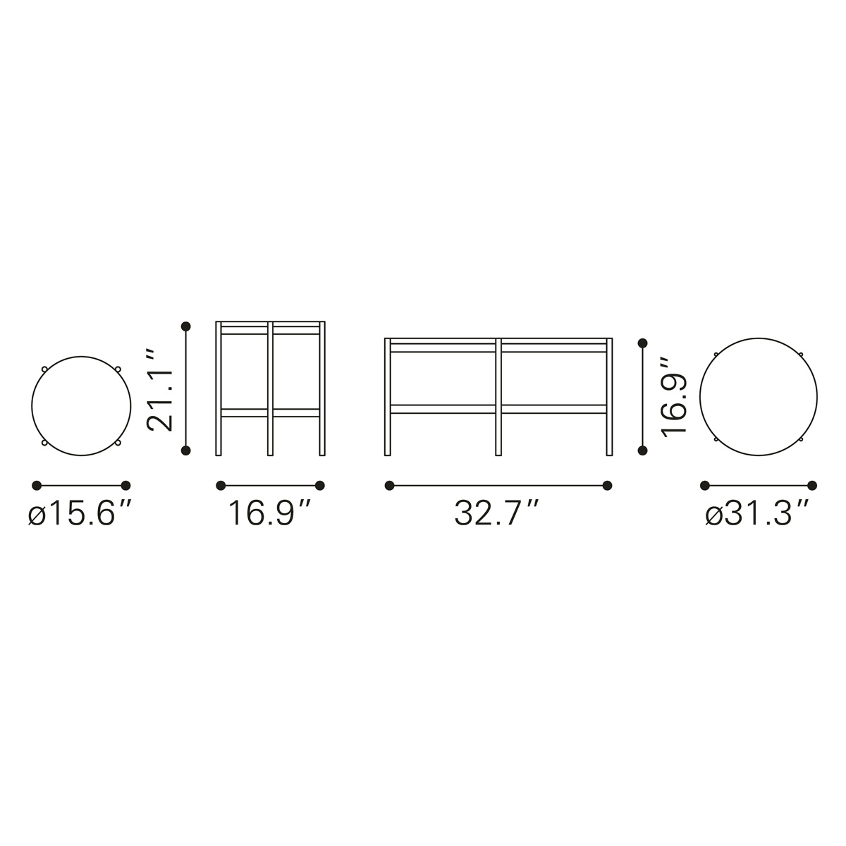 ZUO - Malo Coffee Table Set in Gray/Matte Black