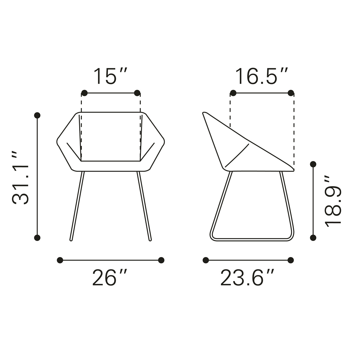 ZUO Miguel Dining Chair - White/Matte Black