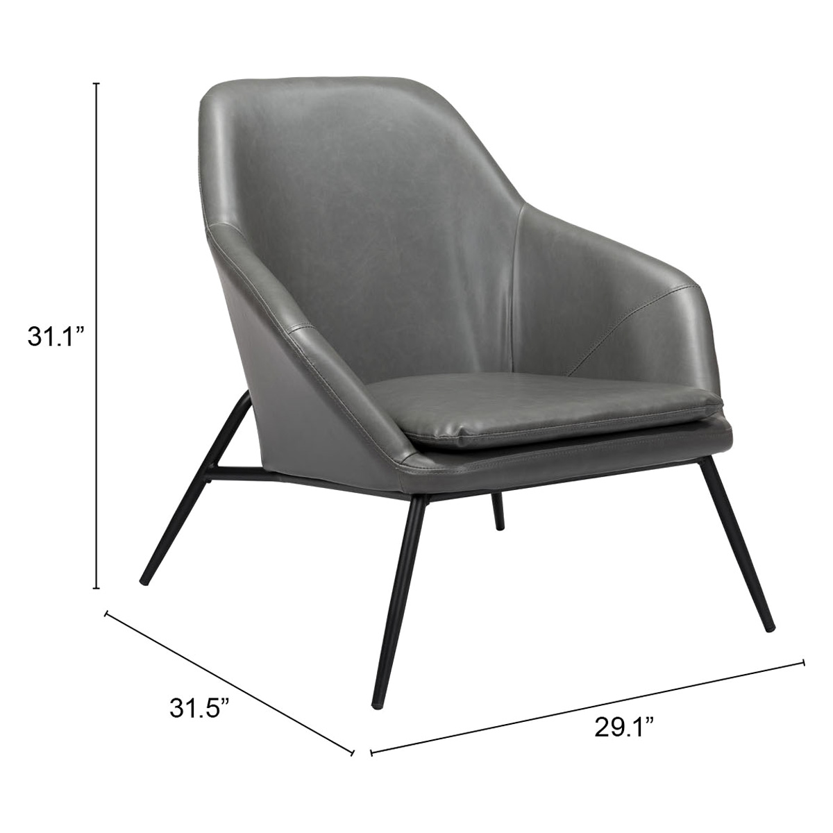 ZUO™ Manuel Accent Chair - Gray/Matte Black